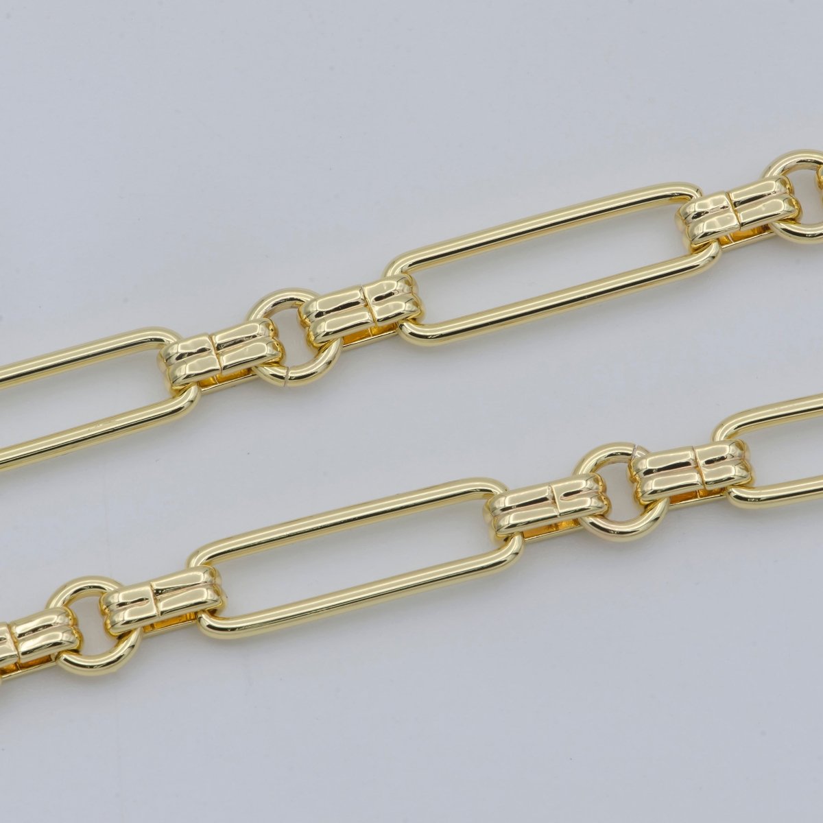 14K Gold Filled PaperClip Unfinished Chain, Gold Chunky PaperClip Chain By Yard, 6.8x21.8mm, Chunky Elongated Chain, Wholesale Bulk Chain | ROLL-464 Clearance Pricing - DLUXCA