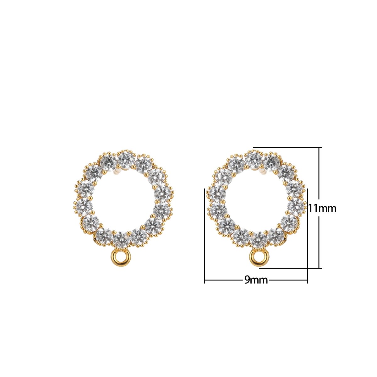 14K Gold Filled Pave CZ Stud Earring with Open Link for Earring Component supply L-324 - DLUXCA