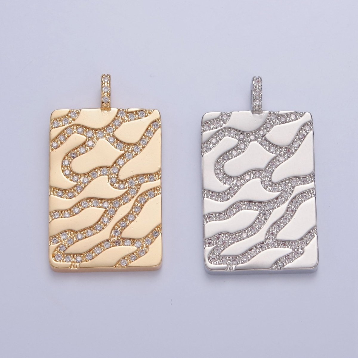 14K Gold Filled Pave Gold Artery Tile Pendant for Necklace Bracelet Supply J-644 J-645 - DLUXCA