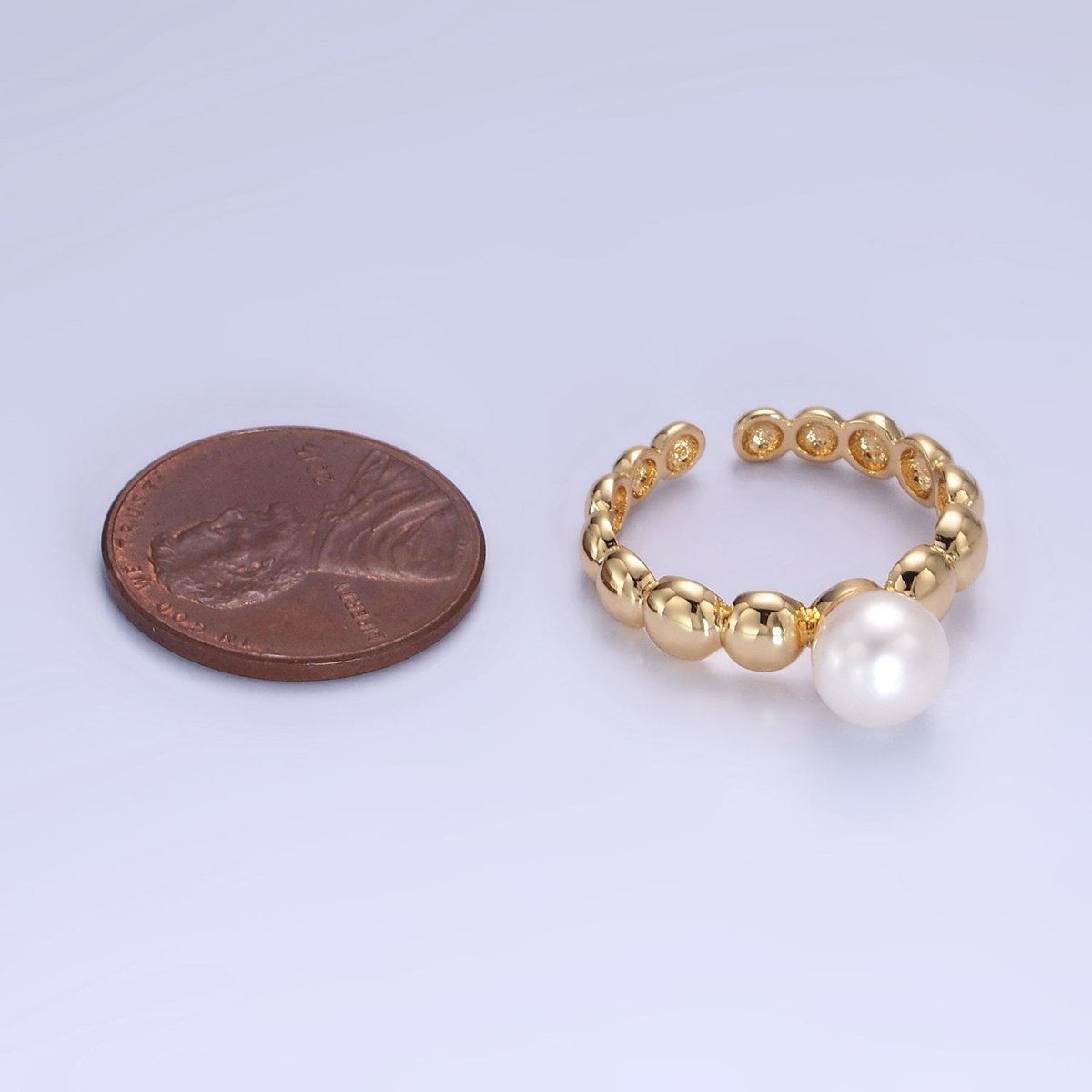 14K Gold Filled Pearl Beaded Bubble Band Ring | O1312 - DLUXCA