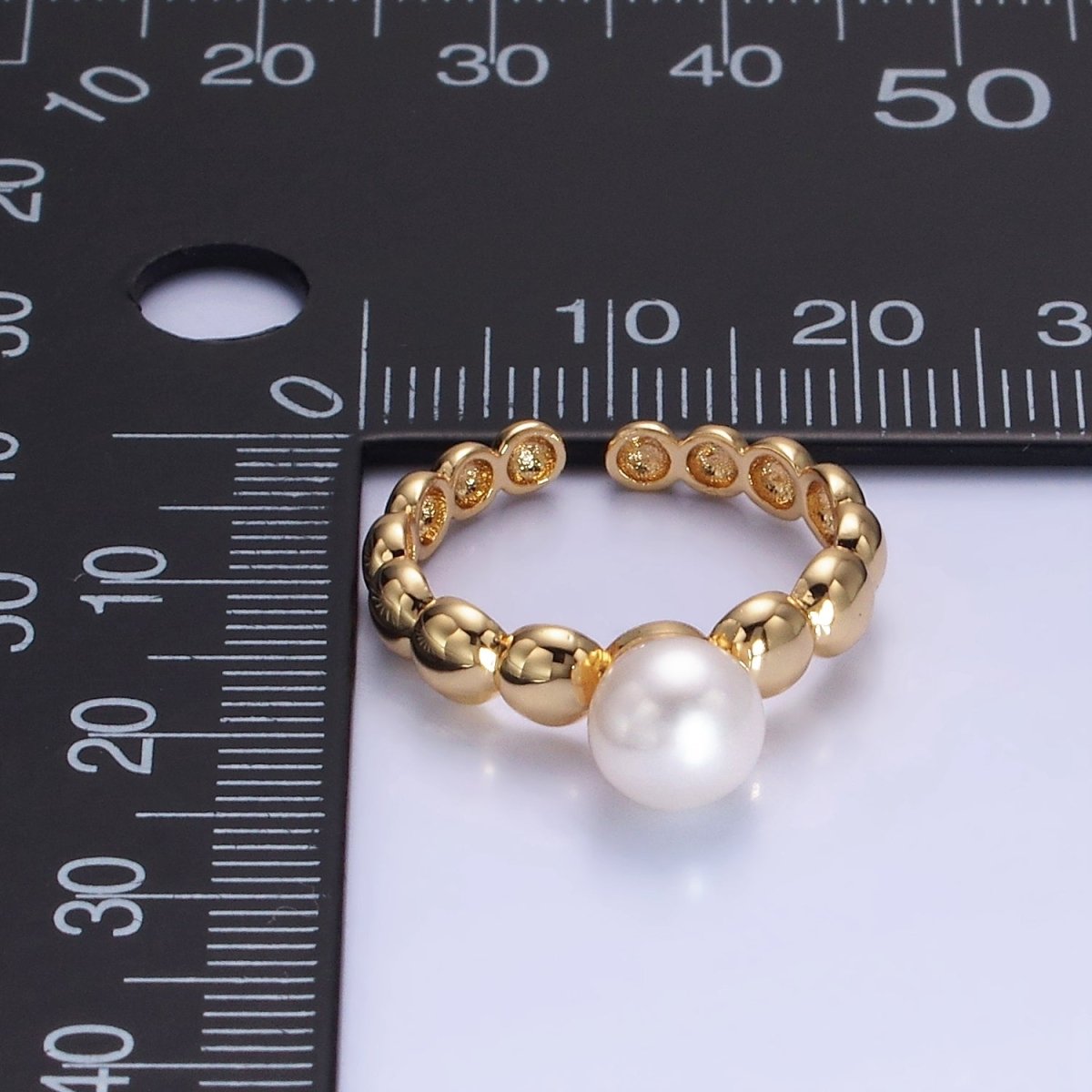 14K Gold Filled Pearl Beaded Bubble Band Ring | O1312 - DLUXCA