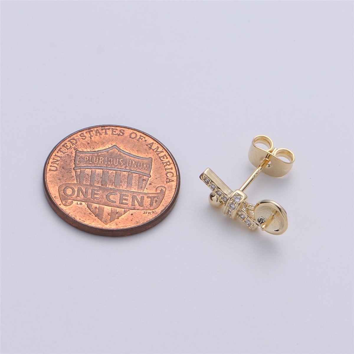 14K Gold Filled Pearl Post Earring Mountings with open ring Earring Backs Included, Earring components K-413 - DLUXCA