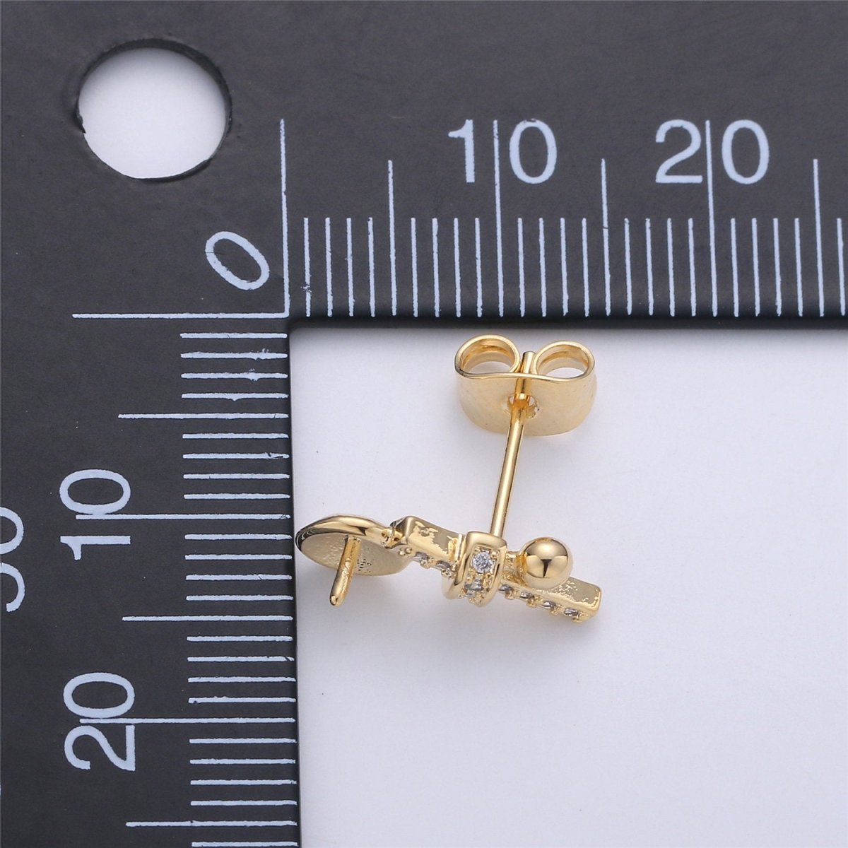 14K Gold Filled Pearl Post Earring Mountings with open ring Earring Backs Included, Earring components K-413 - DLUXCA