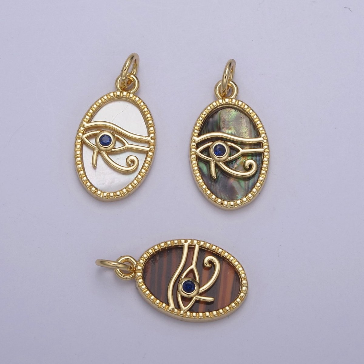 14K Gold Filled Pearl, Tiger Eye, Abalone Shell Charm Pendant Eye Of Ra Charm for Amulet Green Necklace Bracelet Jewelry Making N-771 - N-773 - DLUXCA