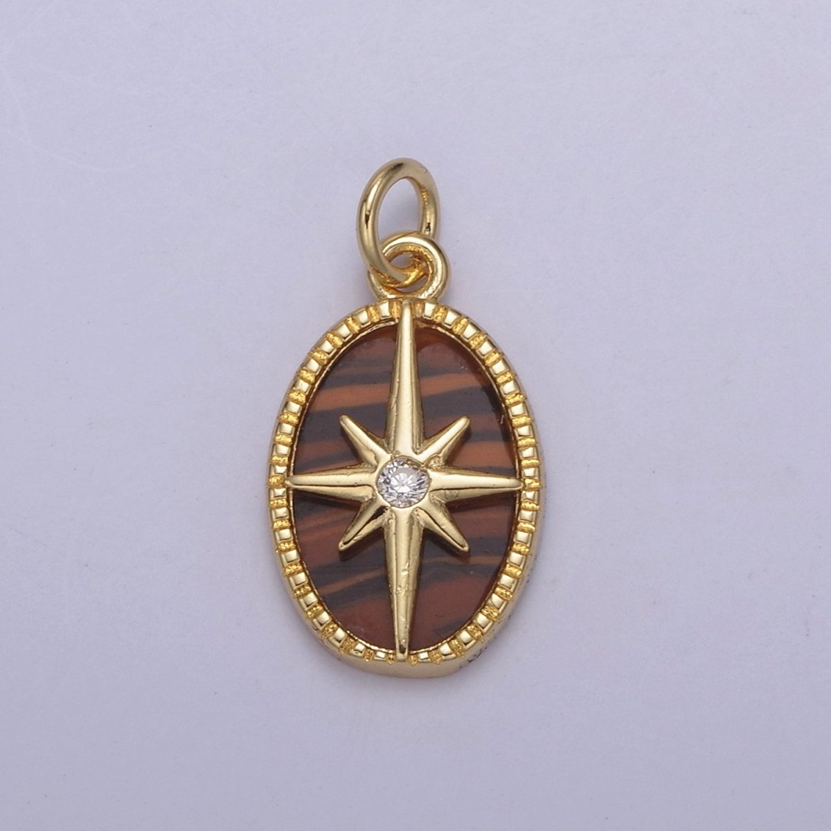 14K Gold Filled Pearl, Tiger Eye, Abalone Shell Charm Pendant North Star Charm for Celestial Necklace Bracelet Jewelry Making N-820 - N-822 - DLUXCA