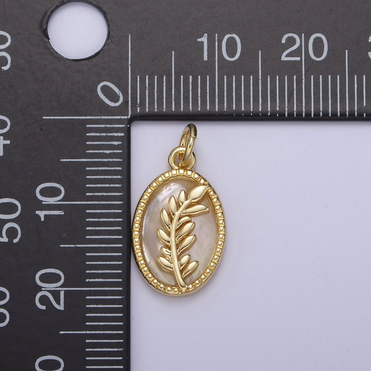 14K Gold Filled Pearl, Tiger Eye, Abalone Shell Charm Pendant Olive Branch Charm for Floral Necklace Bracelet Jewelry Making N-768 - N-770 - DLUXCA