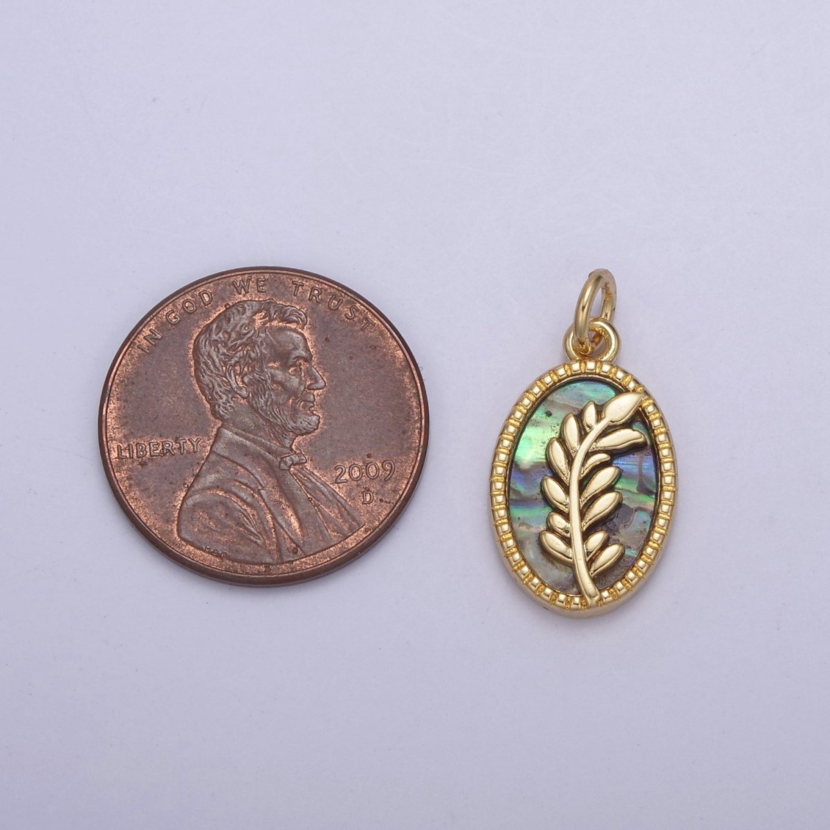 14K Gold Filled Pearl, Tiger Eye, Abalone Shell Charm Pendant Olive Branch Charm for Floral Necklace Bracelet Jewelry Making N-768 - N-770 - DLUXCA