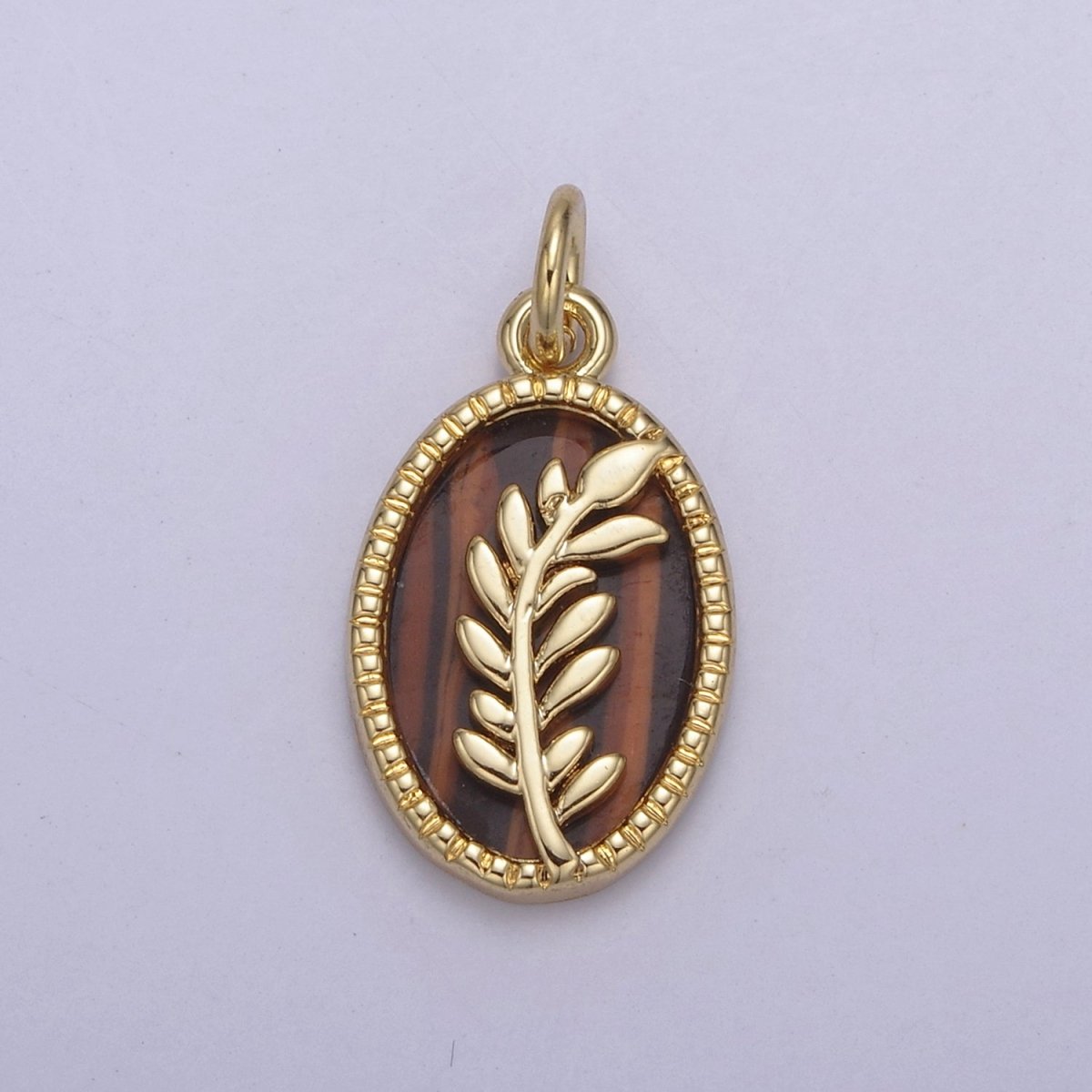 14K Gold Filled Pearl, Tiger Eye, Abalone Shell Charm Pendant Olive Branch Charm for Floral Necklace Bracelet Jewelry Making N-768 - N-770 - DLUXCA