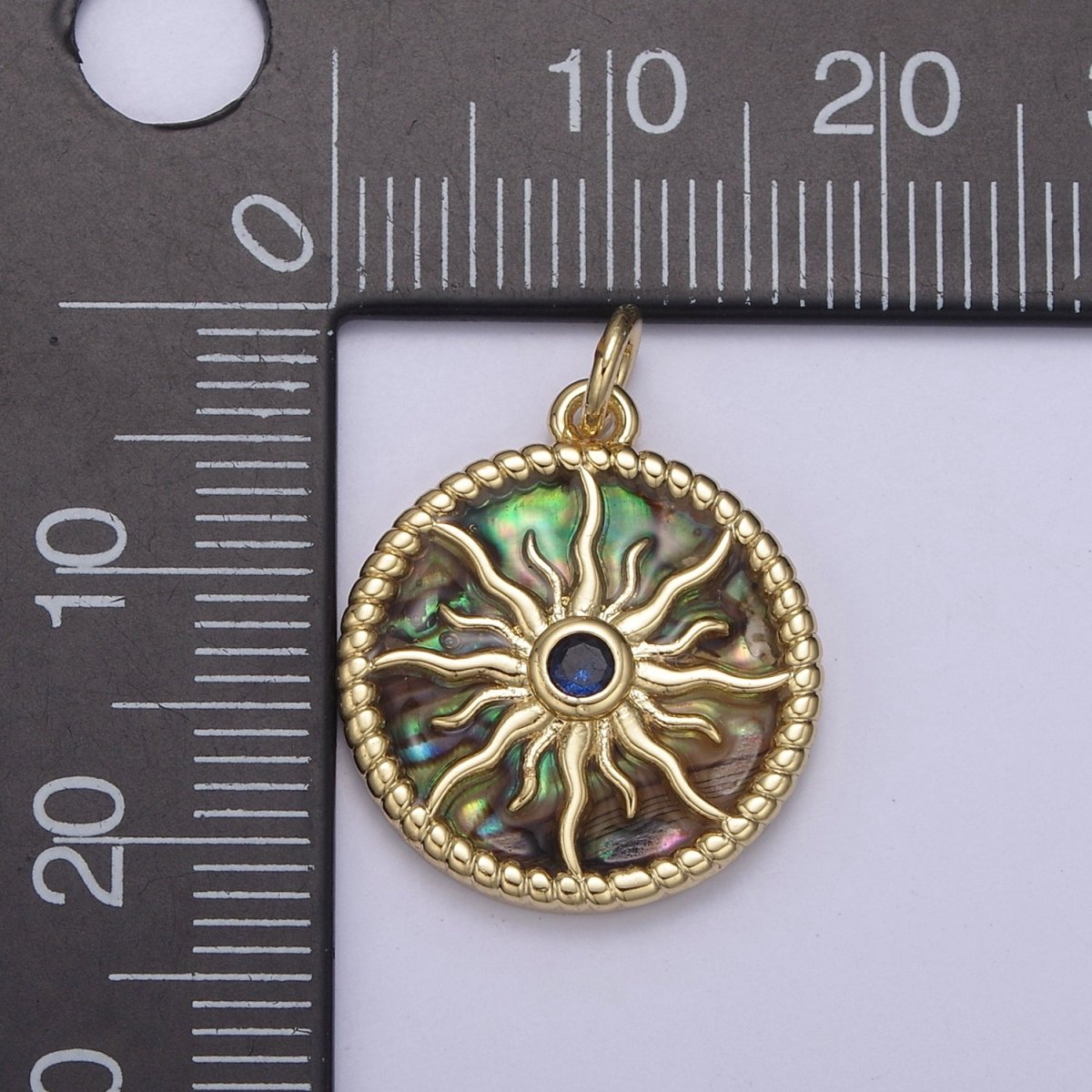 14K Gold Filled Pearl, Tiger Eye, Abalone Shell Charm Pendant Sun Charm for Celestial Necklace Bracelet Jewelry Making N-887 - N-889 - DLUXCA