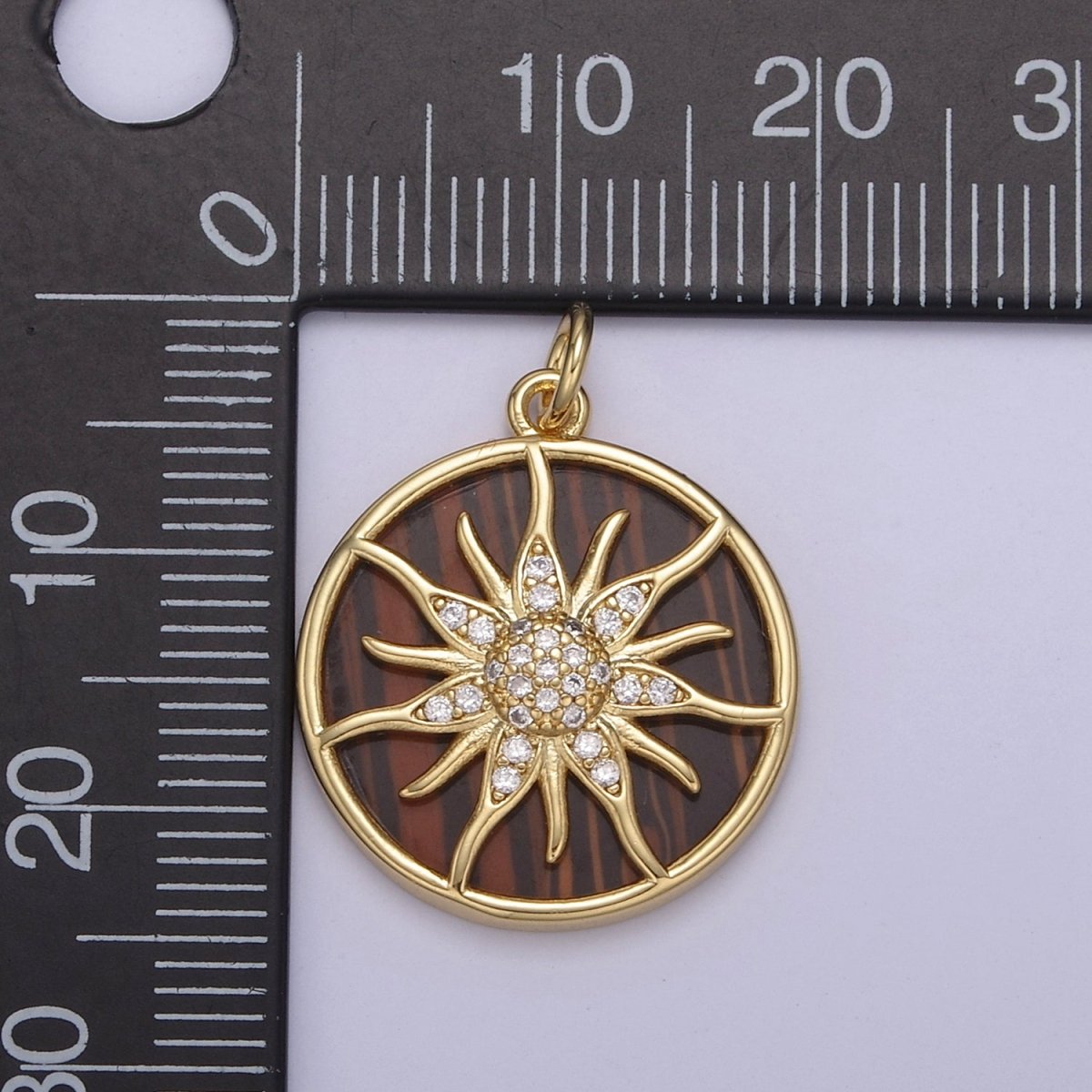 14K Gold Filled Pearl, Tiger Eye, Abalone Shell Charm Pendant Sun Ray Charm for Celestial Necklace Bracelet Jewelry Making N-690 - N-692 - DLUXCA