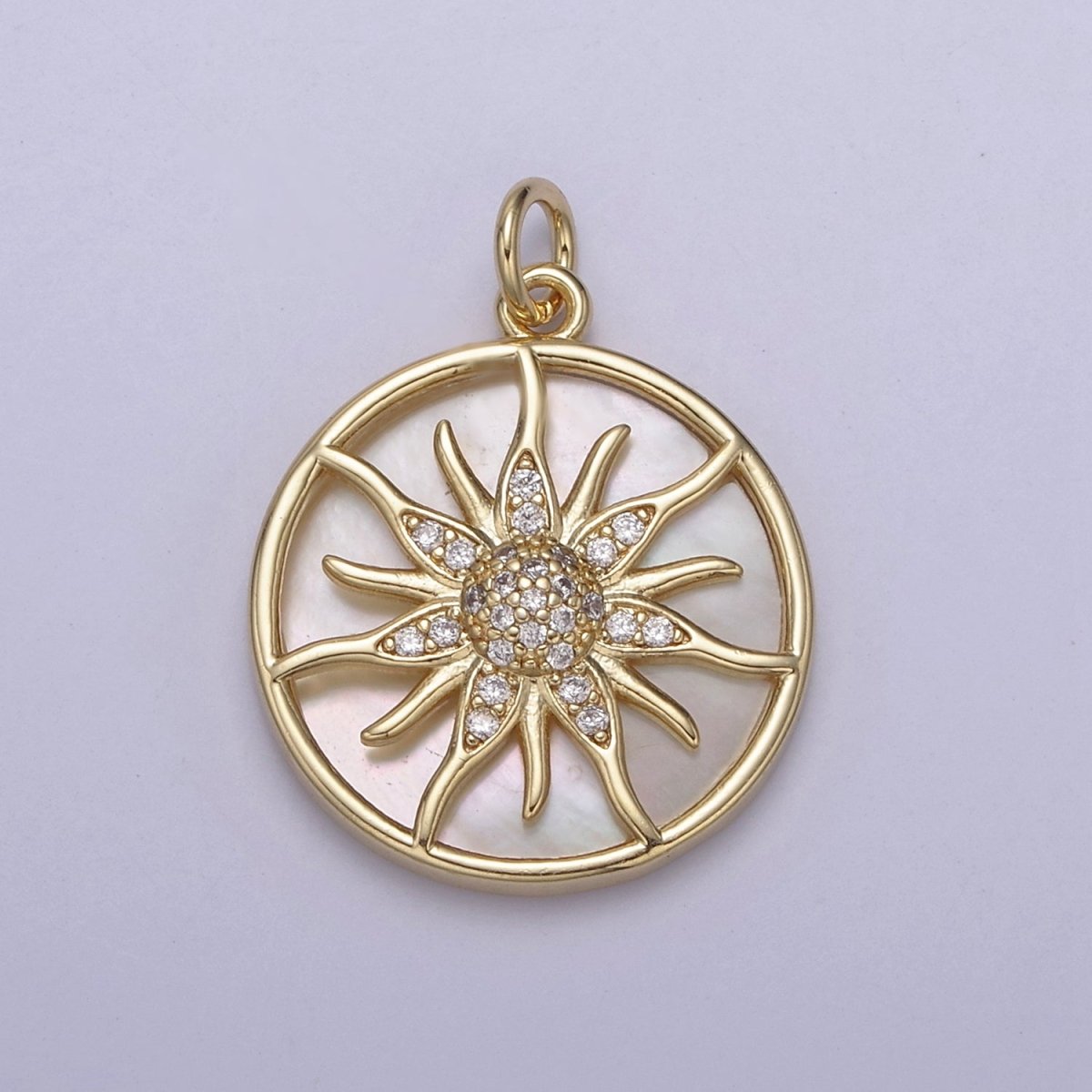 14K Gold Filled Pearl, Tiger Eye, Abalone Shell Charm Pendant Sun Ray Charm for Celestial Necklace Bracelet Jewelry Making N-690 - N-692 - DLUXCA