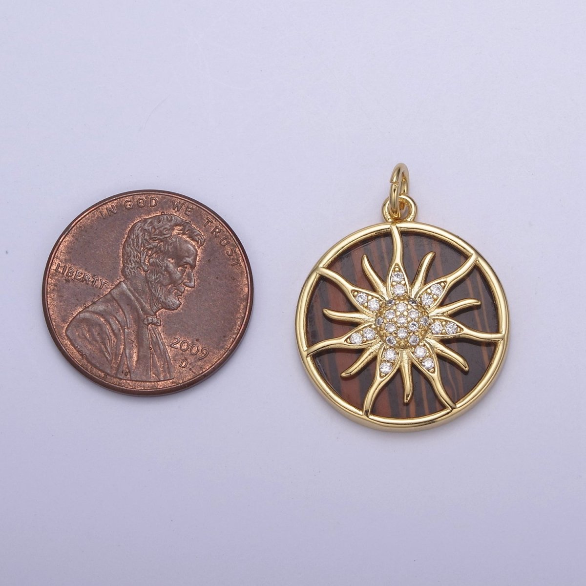 14K Gold Filled Pearl, Tiger Eye, Abalone Shell Charm Pendant Sun Ray Charm for Celestial Necklace Bracelet Jewelry Making N-690 - N-692 - DLUXCA