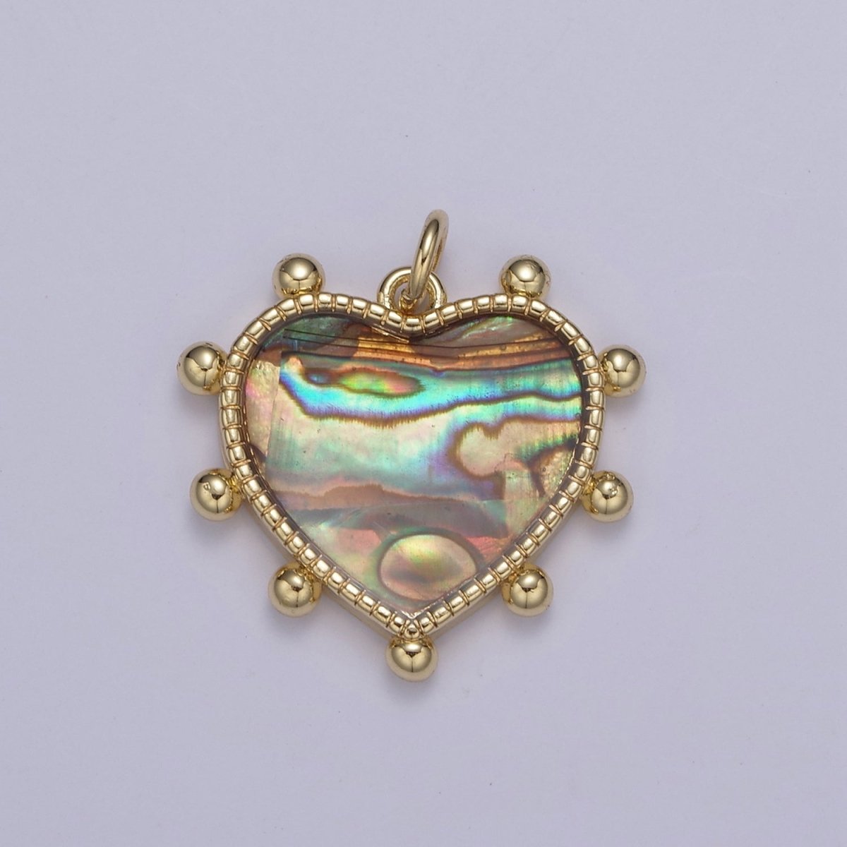 14K Gold Filled Pearl, Tiger Eye, Turquoise Abalone Shell Charm Pendant Beaded Heart Love Charm for Necklace Bracelet Jewelry Making N-642 - N-646 - DLUXCA
