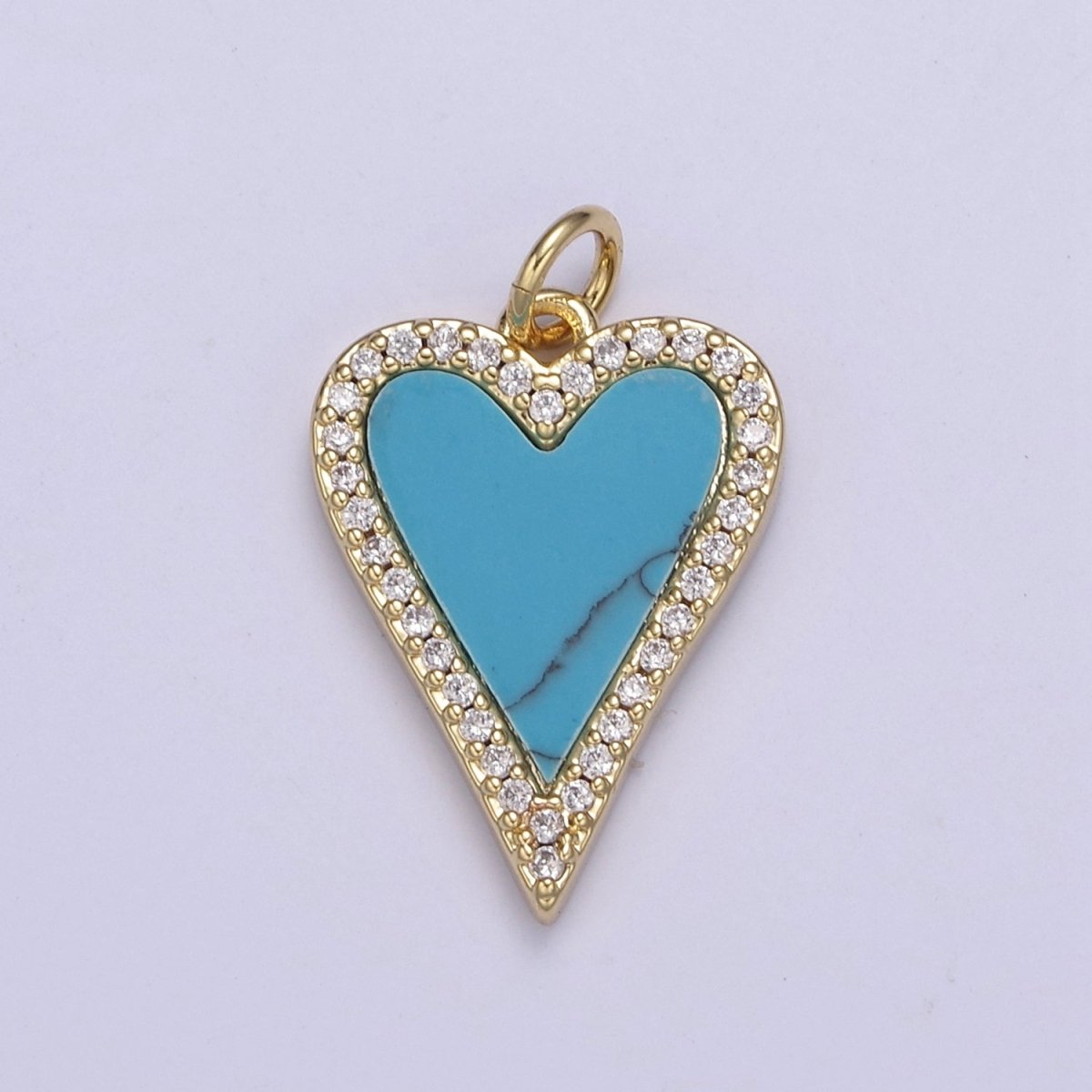 14K Gold Filled Pearl, Tiger Eye, Turquoise Abalone Shell Charm Pendant, Heart Love Charm for Necklace Bracelet Jewelry Making N-637 - N-641 - DLUXCA