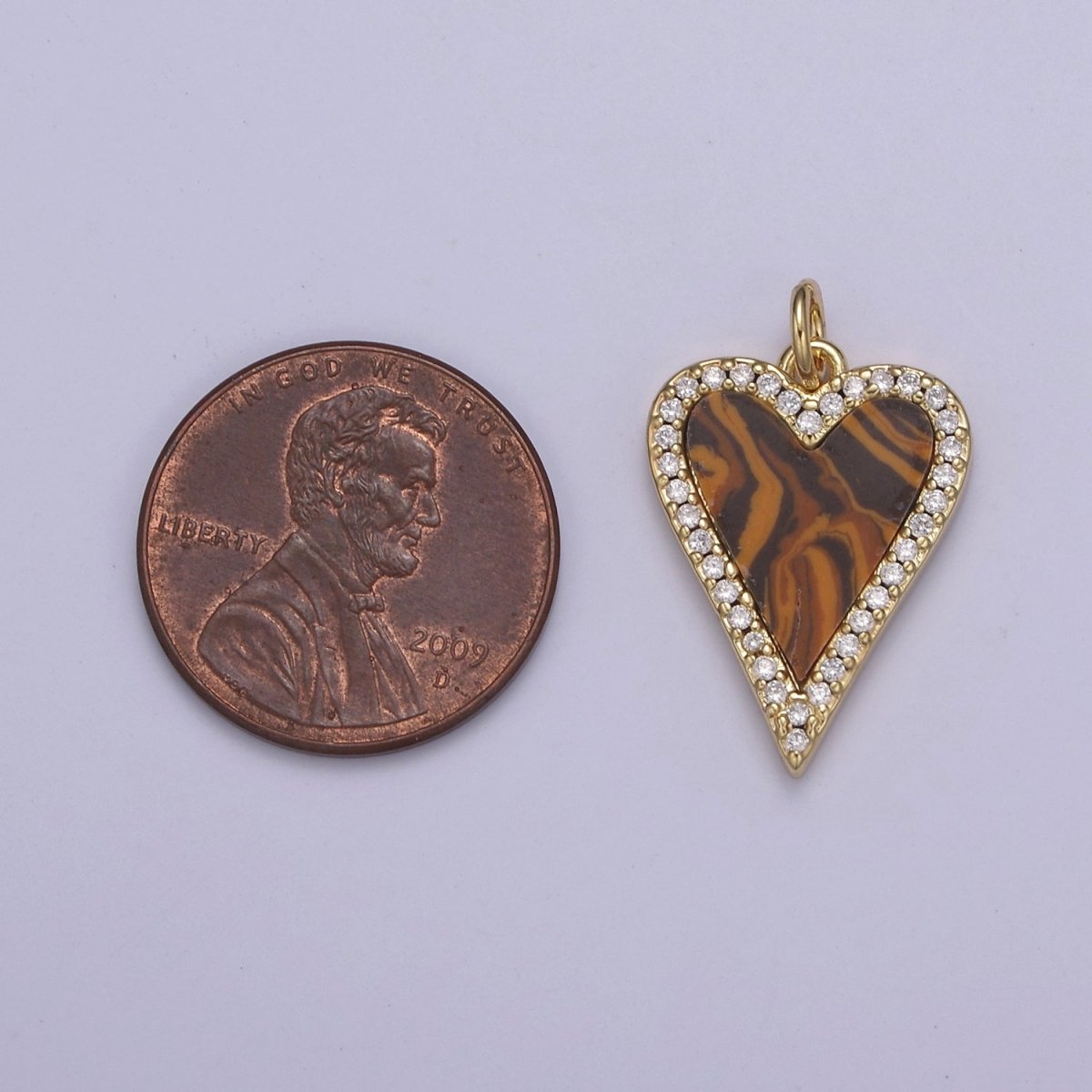 14K Gold Filled Pearl, Tiger Eye, Turquoise Abalone Shell Charm Pendant, Heart Love Charm for Necklace Bracelet Jewelry Making N-637 - N-641 - DLUXCA