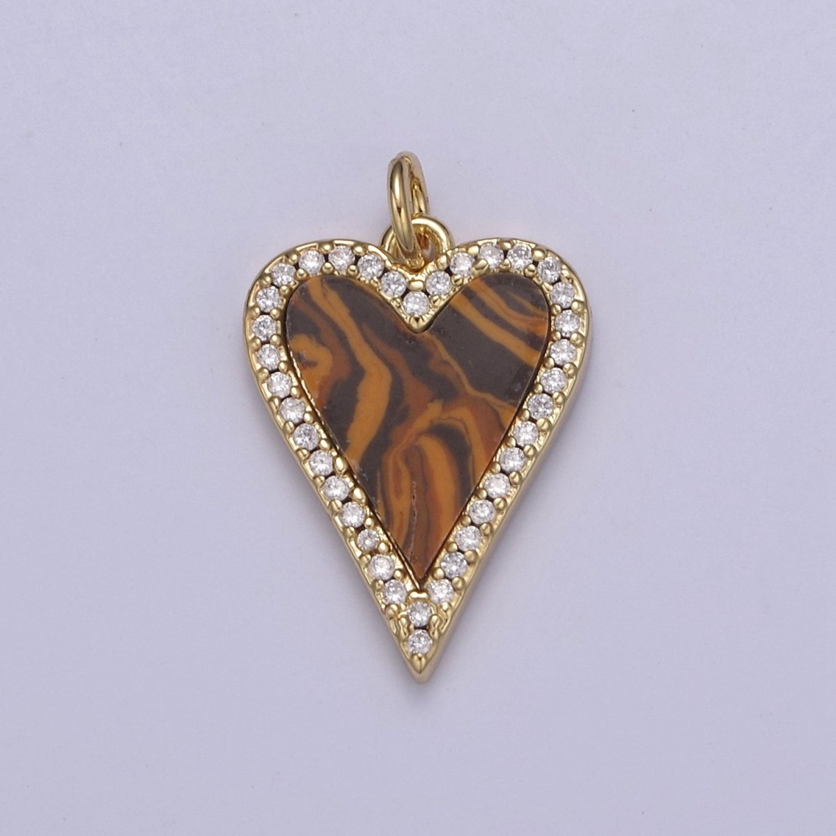 14K Gold Filled Pearl, Tiger Eye, Turquoise Abalone Shell Charm Pendant, Heart Love Charm for Necklace Bracelet Jewelry Making N-637 - N-641 - DLUXCA