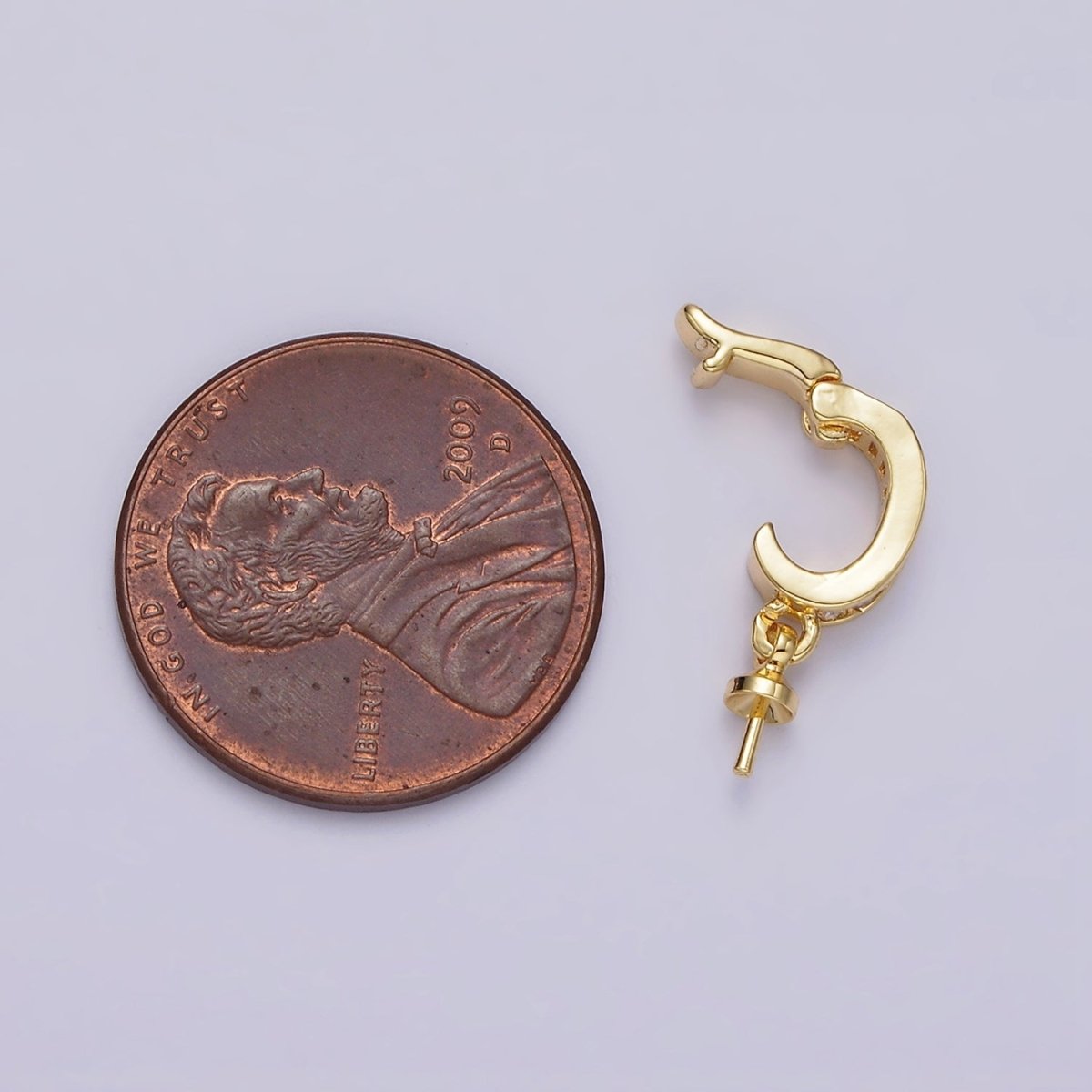 14k Gold Filled Peg Bail Caps Hold for Half Drilled Pearls and Beads CZ Bail Charm Jewelry Findings Supplies Z-470 - DLUXCA