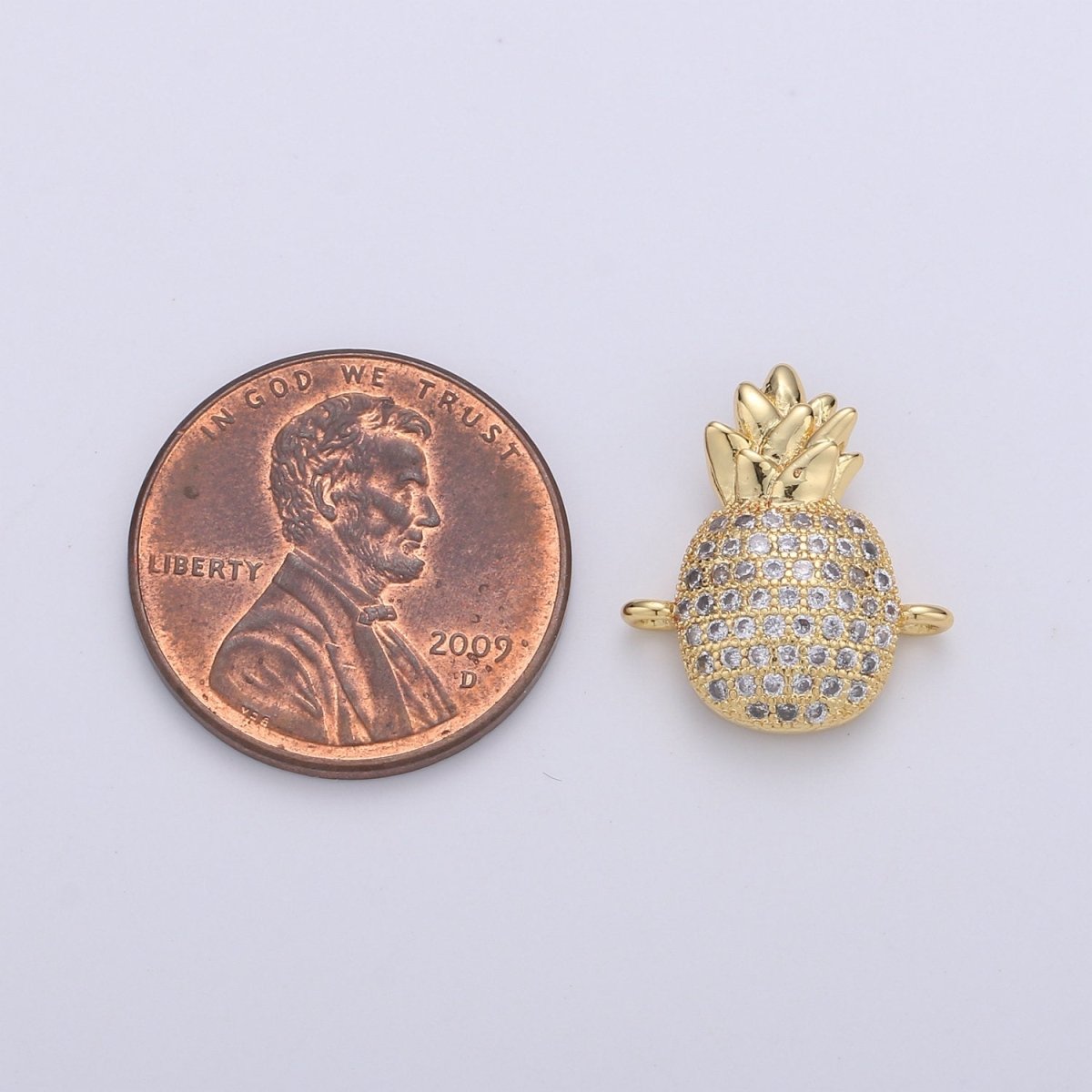 14k Gold Filled Pineapple Charm Gold Bracelet Connector Craft Cubic Zirconia Bracelet Charm Bead Findings Connector for Jewelry Making F-424 - DLUXCA