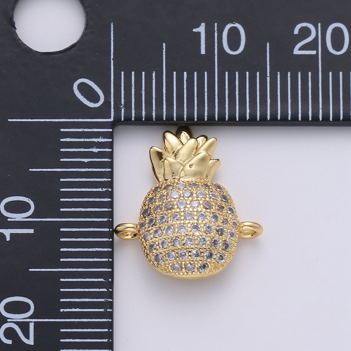 14k Gold Filled Pineapple Charm Gold Bracelet Connector Craft Cubic Zirconia Bracelet Charm Bead Findings Connector for Jewelry Making F-424 - DLUXCA