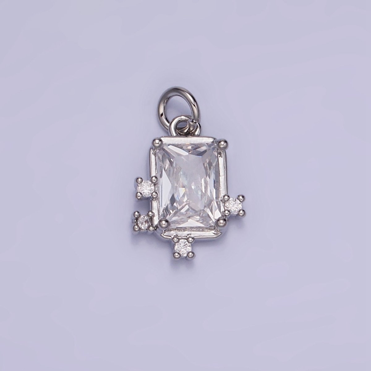 14K Gold Filled Pink, Clear, Fuchsia Baguette CZ Bezel Charm in Gold & Silver | W533 - W535 - DLUXCA