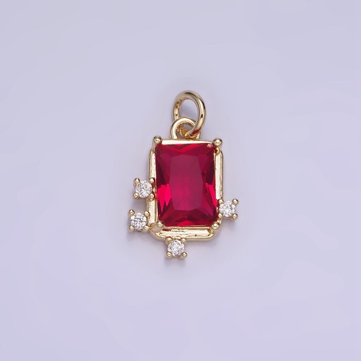14K Gold Filled Pink, Clear, Fuchsia Baguette CZ Bezel Charm in Gold & Silver | W533 - W535 - DLUXCA