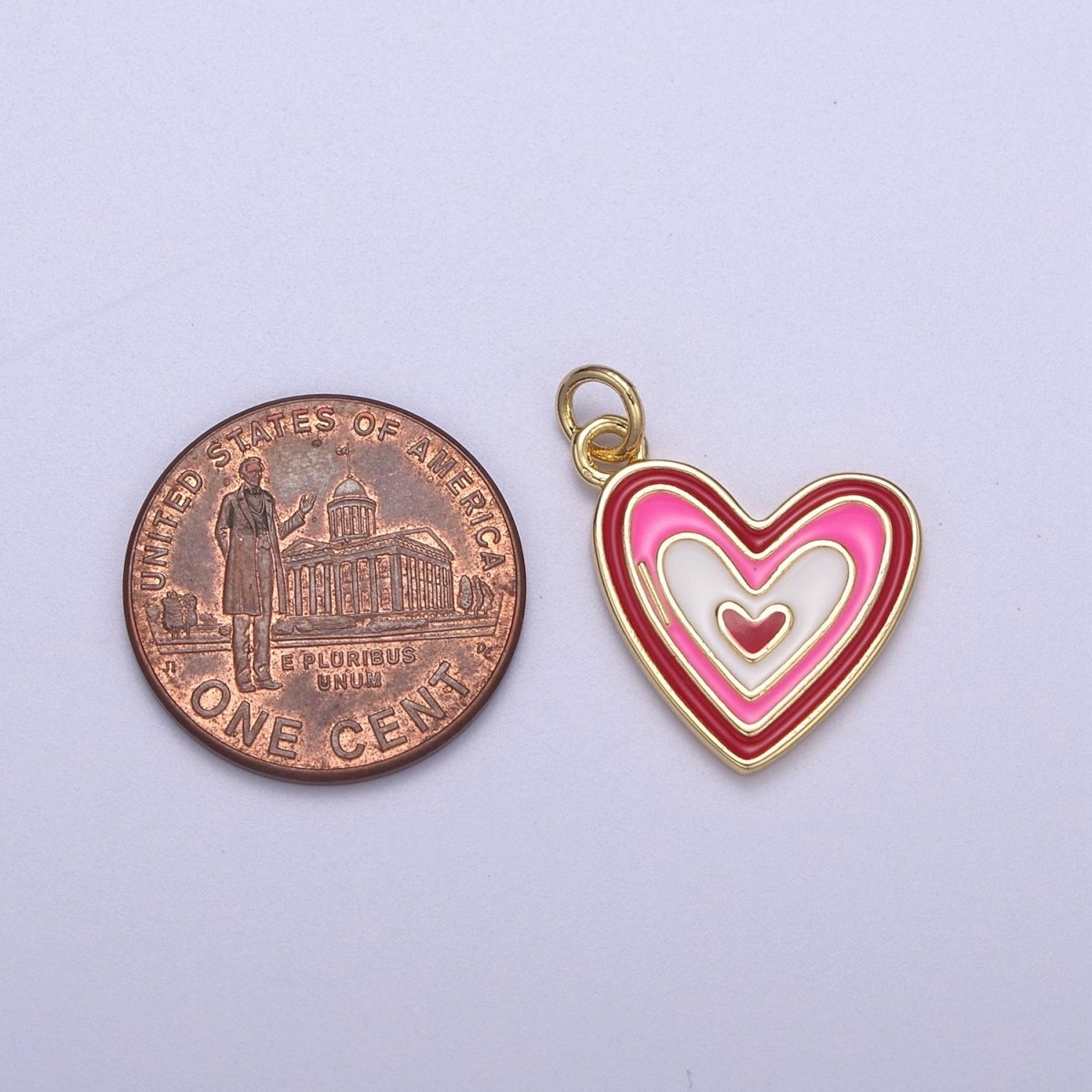14k Gold Filled Pink Enamel Layer Heart Charm Add on Pendant Colorful Love Jewelry for Valentine Day N-304 N-305 - DLUXCA