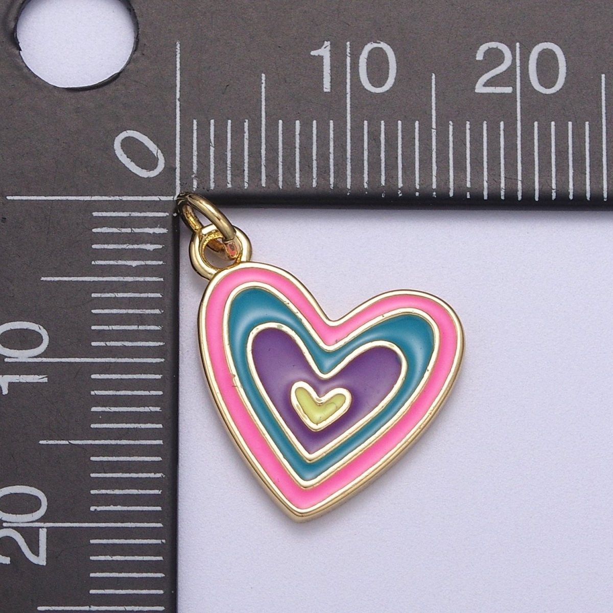 14k Gold Filled Pink Enamel Layer Heart Charm Add on Pendant Colorful Love Jewelry for Valentine Day N-304 N-305 - DLUXCA