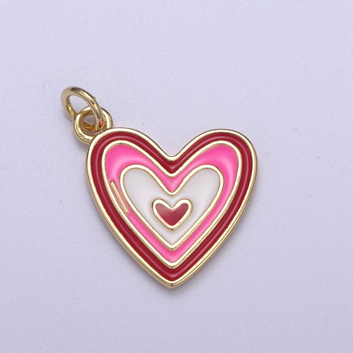 14k Gold Filled Pink Enamel Layer Heart Charm Add on Pendant Colorful Love Jewelry for Valentine Day N-304 N-305 - DLUXCA