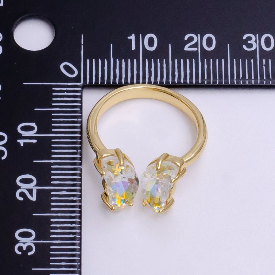 14K Gold Filled Pink, Iridescent AB CZ Butterfly Wrap Ring | O1281 O1901 - DLUXCA
