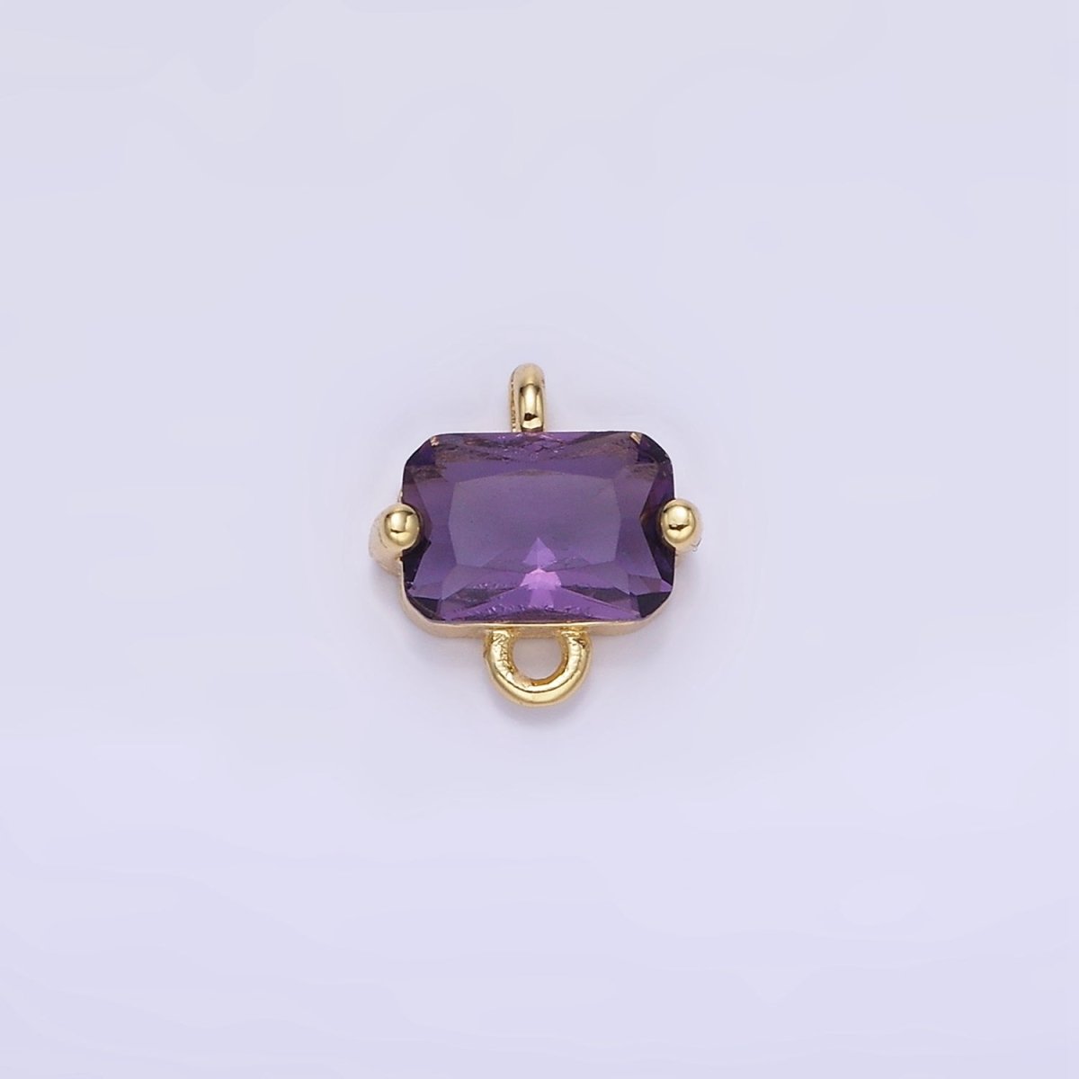 14K Gold Filled Pink, Purple, Blue, Clear Multifaceted CZ Baguette Connector | G345 - G346 - DLUXCA