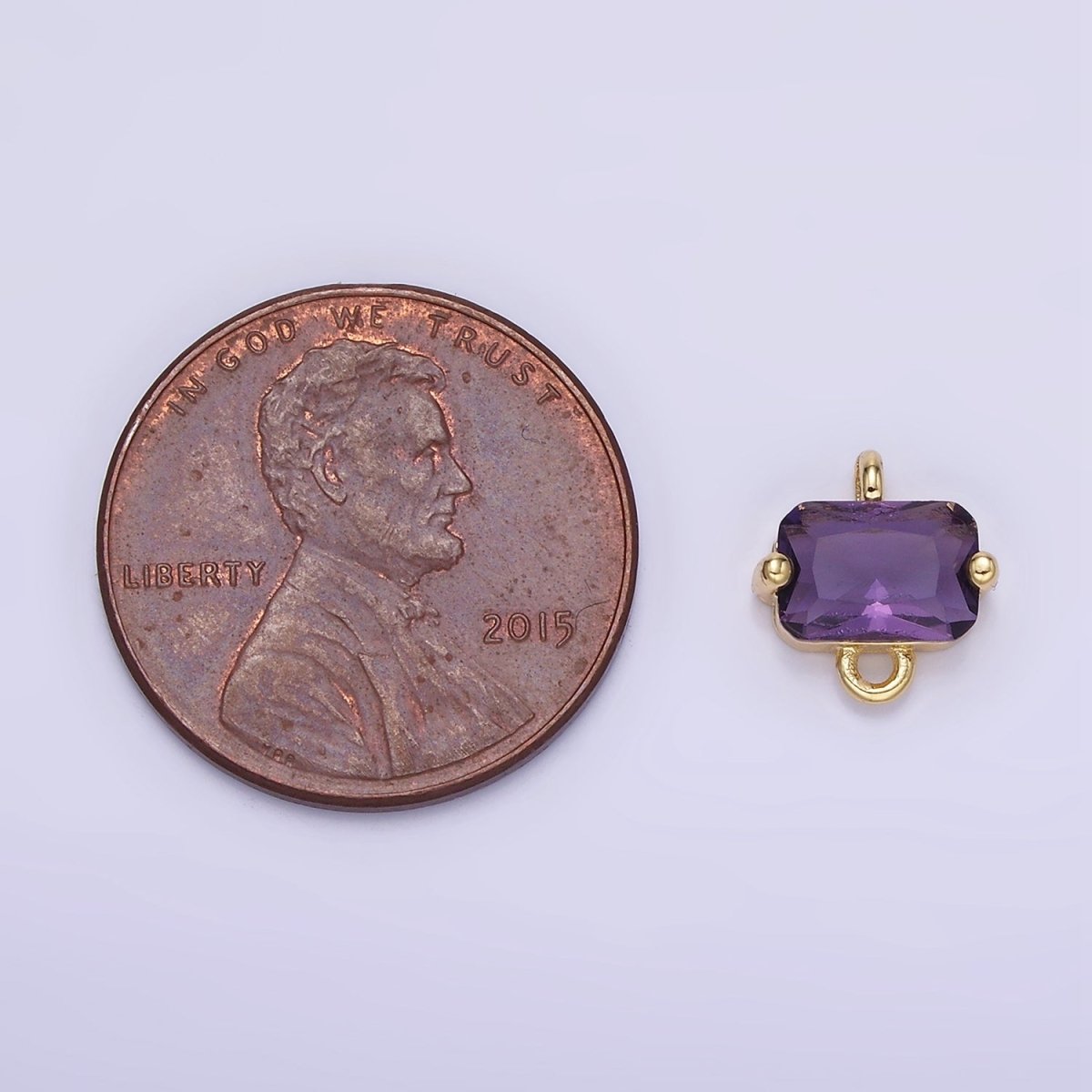 14K Gold Filled Pink, Purple, Blue, Clear Multifaceted CZ Baguette Connector | G345 - G346 - DLUXCA