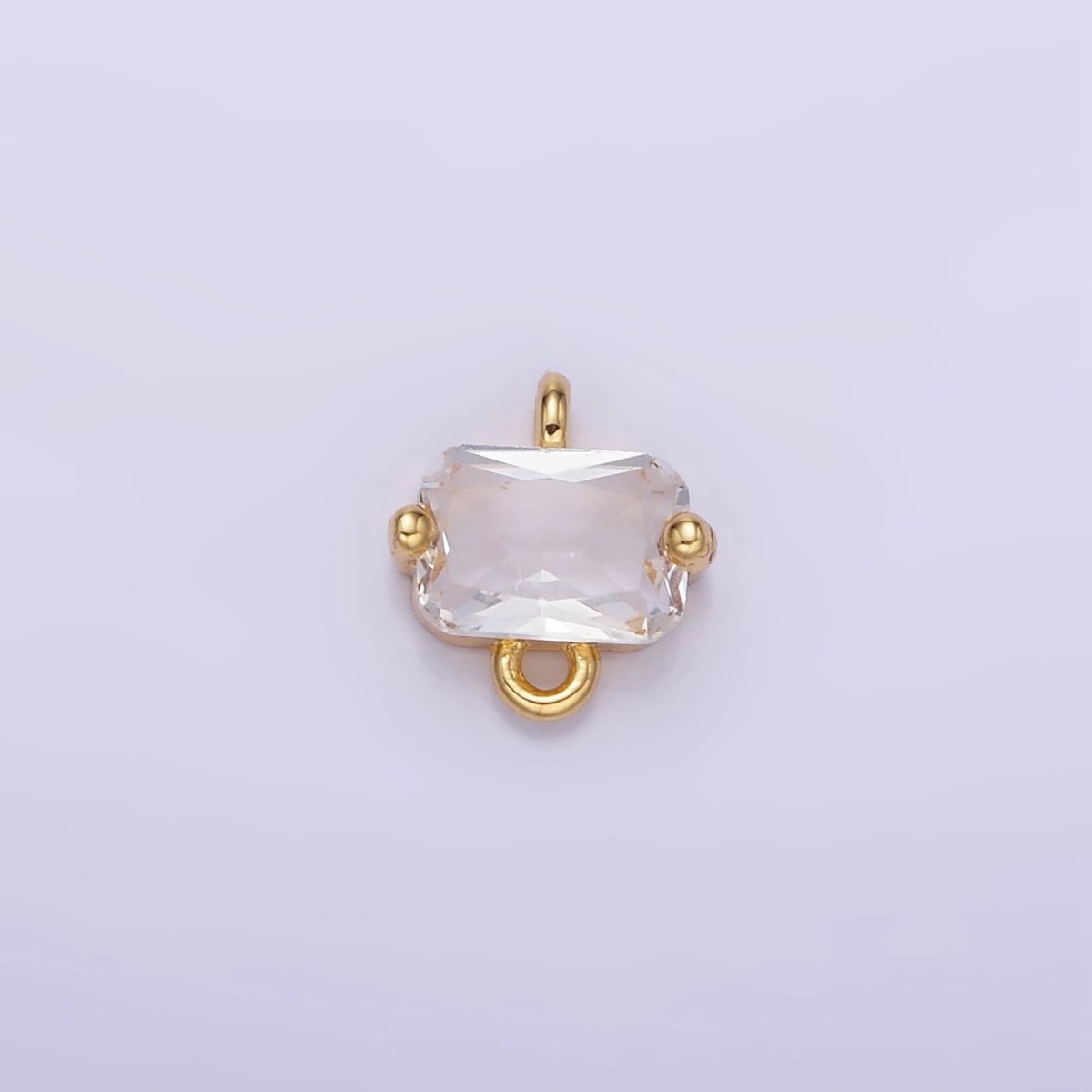 14K Gold Filled Pink, Purple, Blue, Clear Multifaceted CZ Baguette Connector | G345 - G346 - DLUXCA