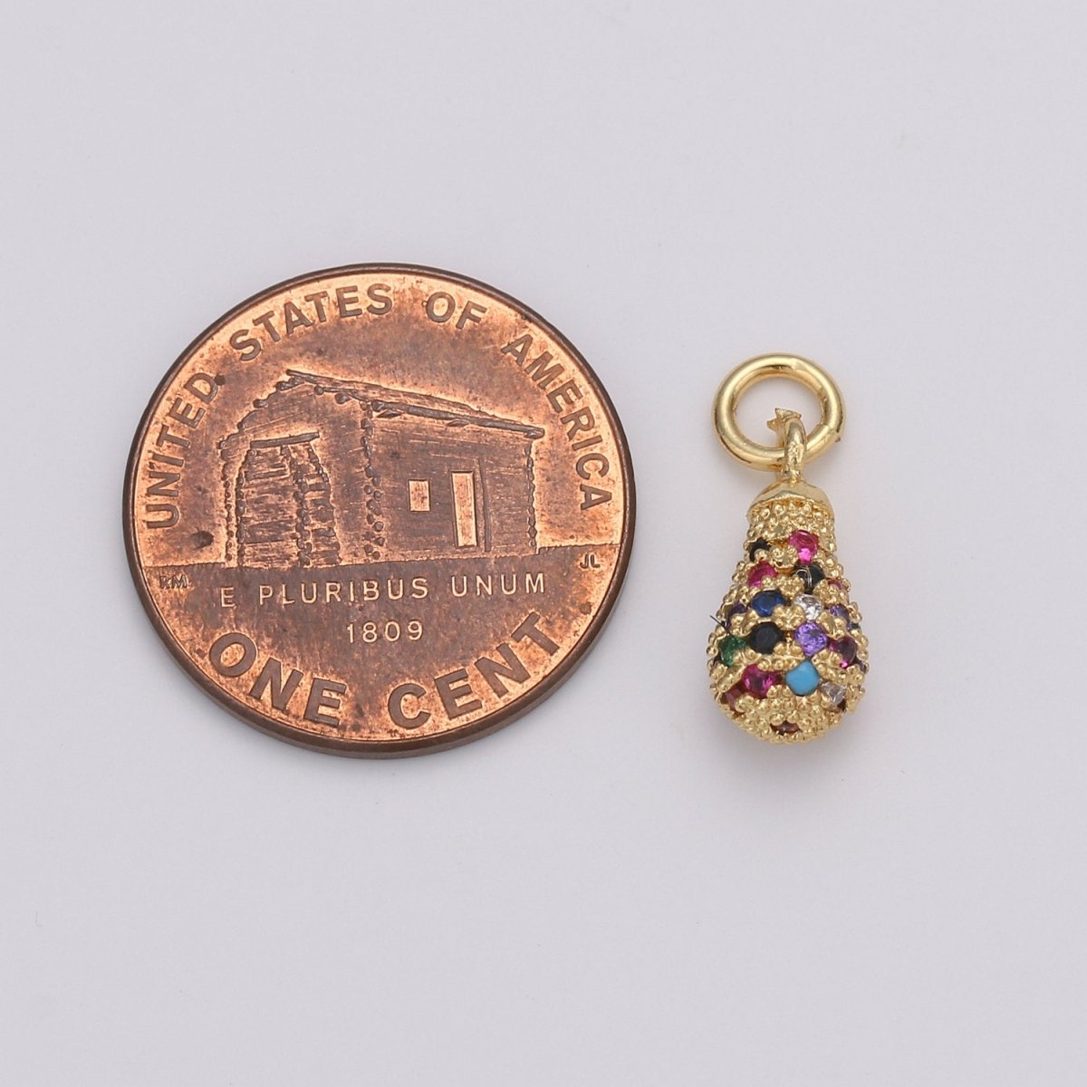 14k Gold Filled Puffy Teardrop Charm, Micro Pave Tear Drop Dangle, Oval Charm, Rain drop D-195 - DLUXCA