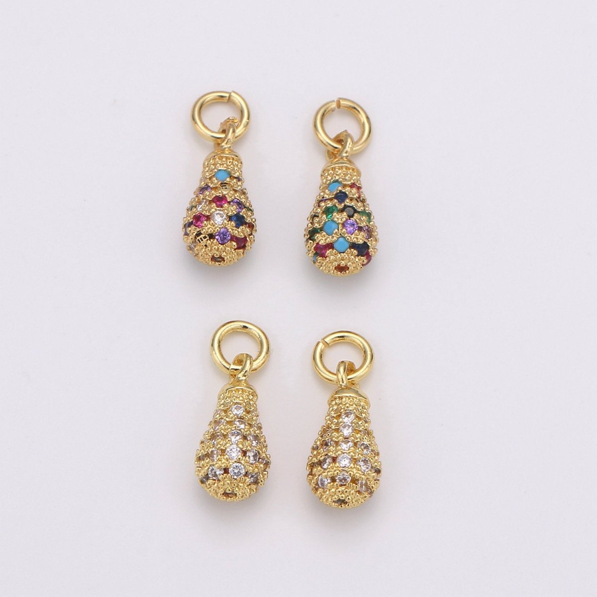 14k Gold Filled Puffy Teardrop Charm, Micro Pave Tear Drop Dangle, Oval Charm, Rain drop D-195 - DLUXCA