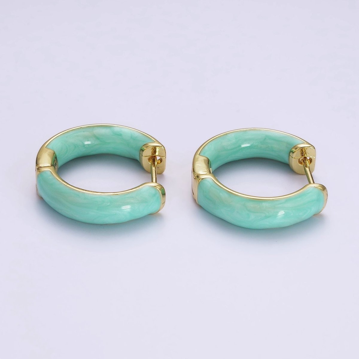 14K Gold Filled Purple, Black, White, Baby Pink, Hot Pink, Teal Sparkly Enamel Front-Facing 25mm Hoop Earrings | AE653 - AE658 - DLUXCA