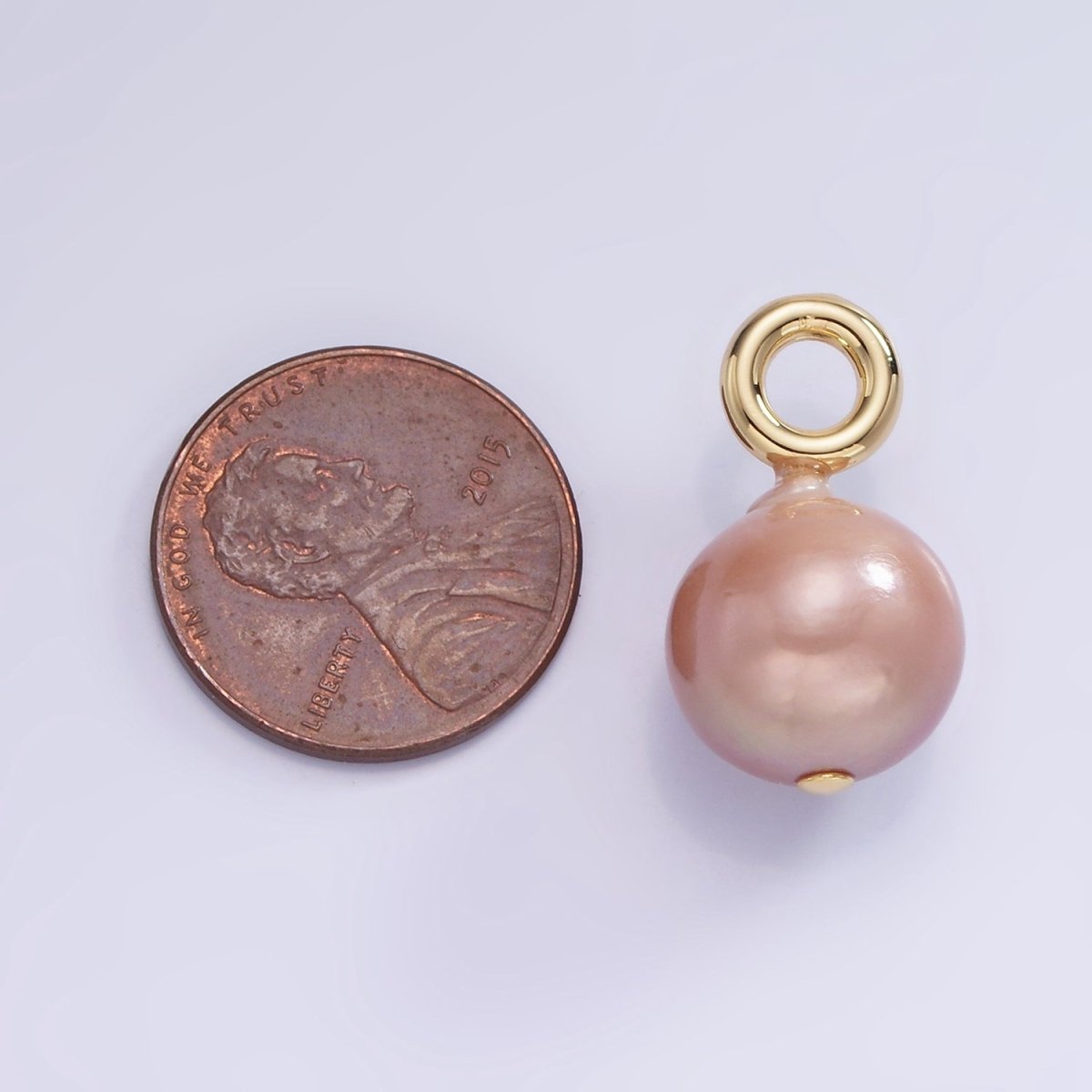 14K Gold Filled Purple Freshwater Pearl Button Drop Pendant | P1704 - DLUXCA