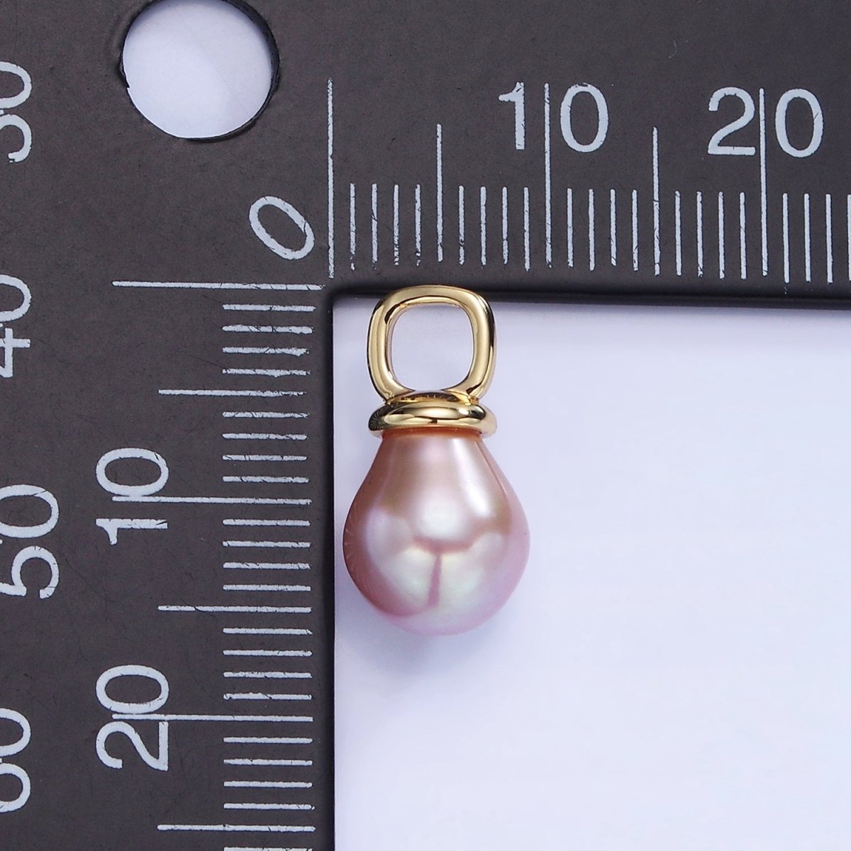 14K Gold Filled Purple Freshwater Pearl Square Bail Drop Pendnat | P1739 - DLUXCA