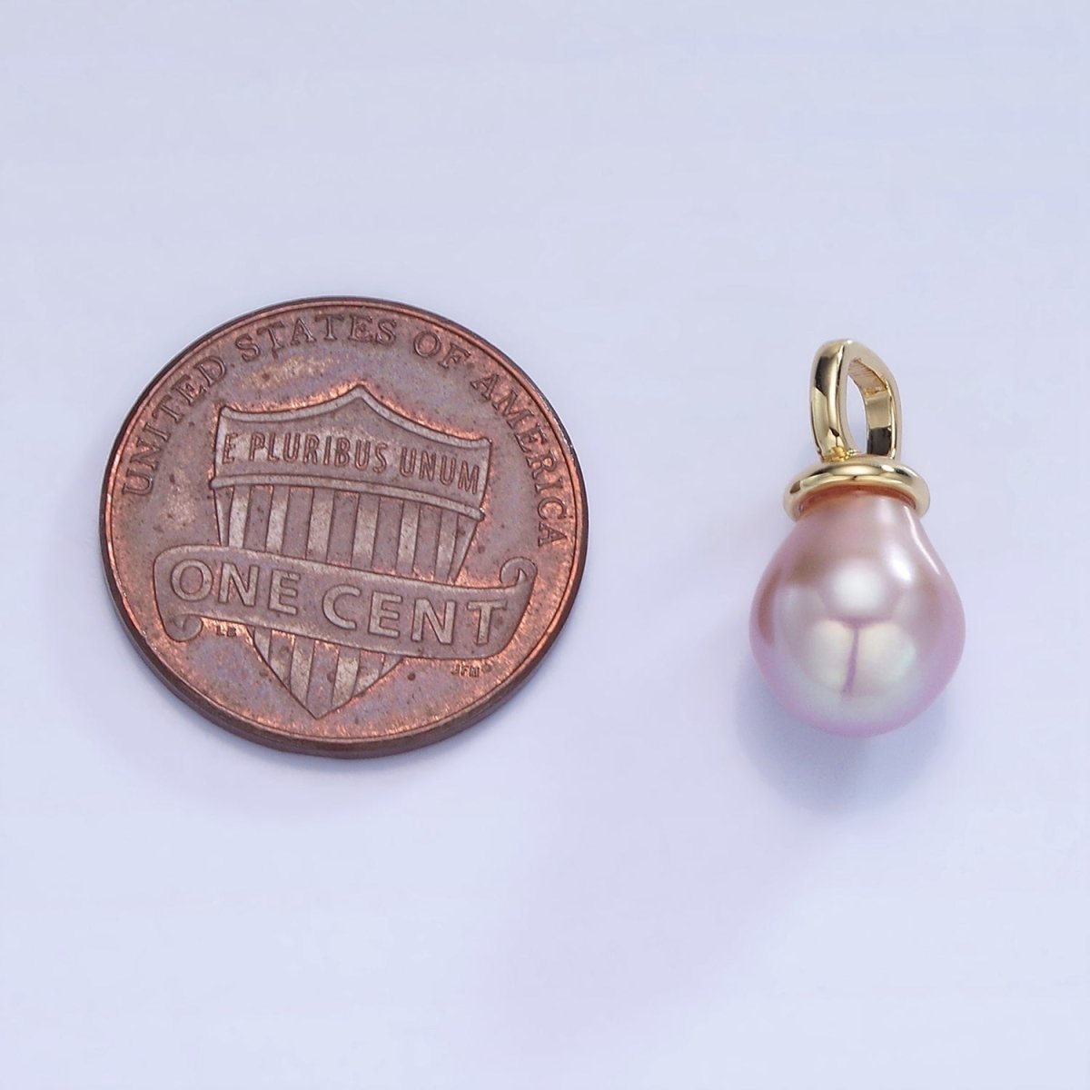 14K Gold Filled Purple Freshwater Pearl Square Bail Drop Pendnat | P1739 - DLUXCA