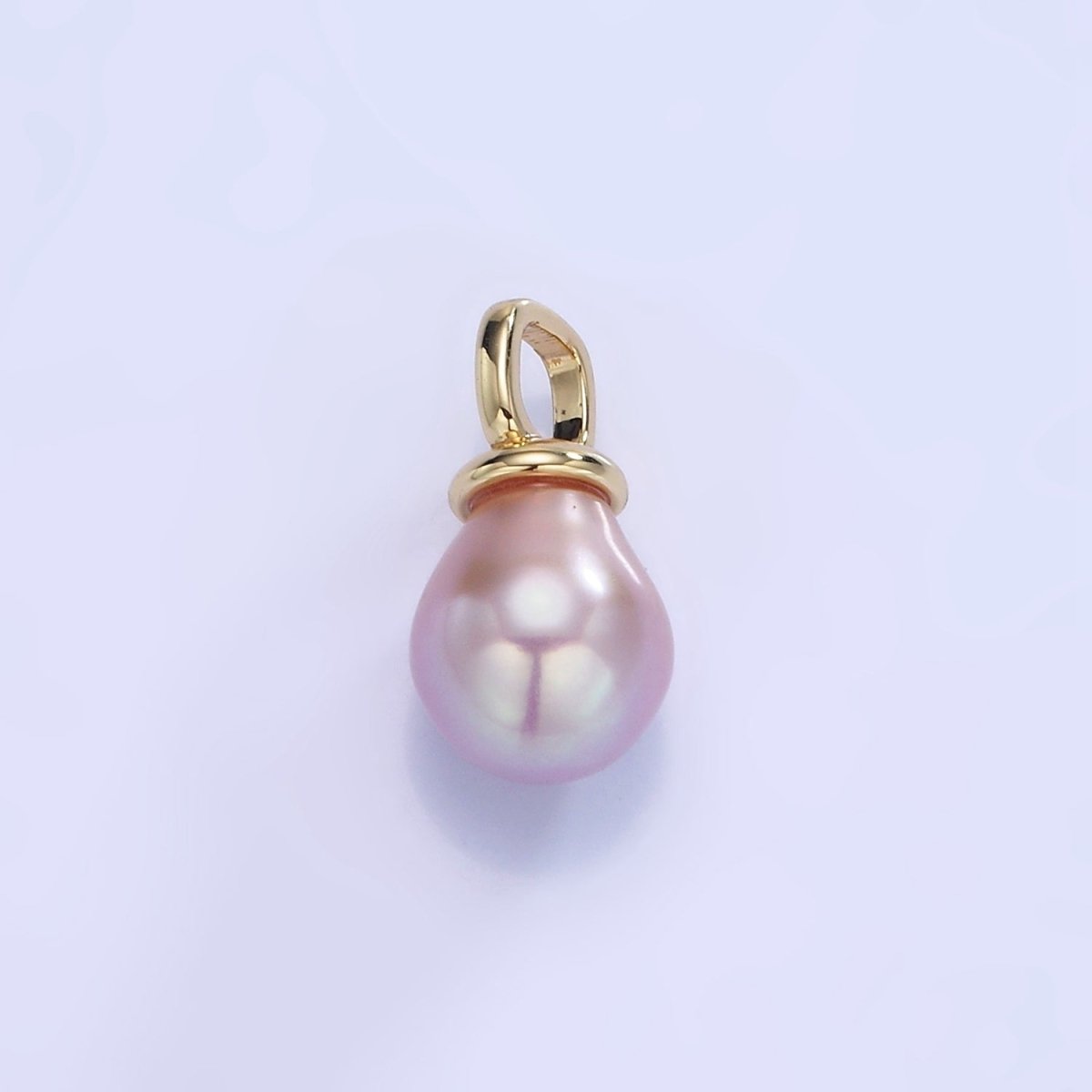 14K Gold Filled Purple Freshwater Pearl Square Bail Drop Pendnat | P1739 - DLUXCA