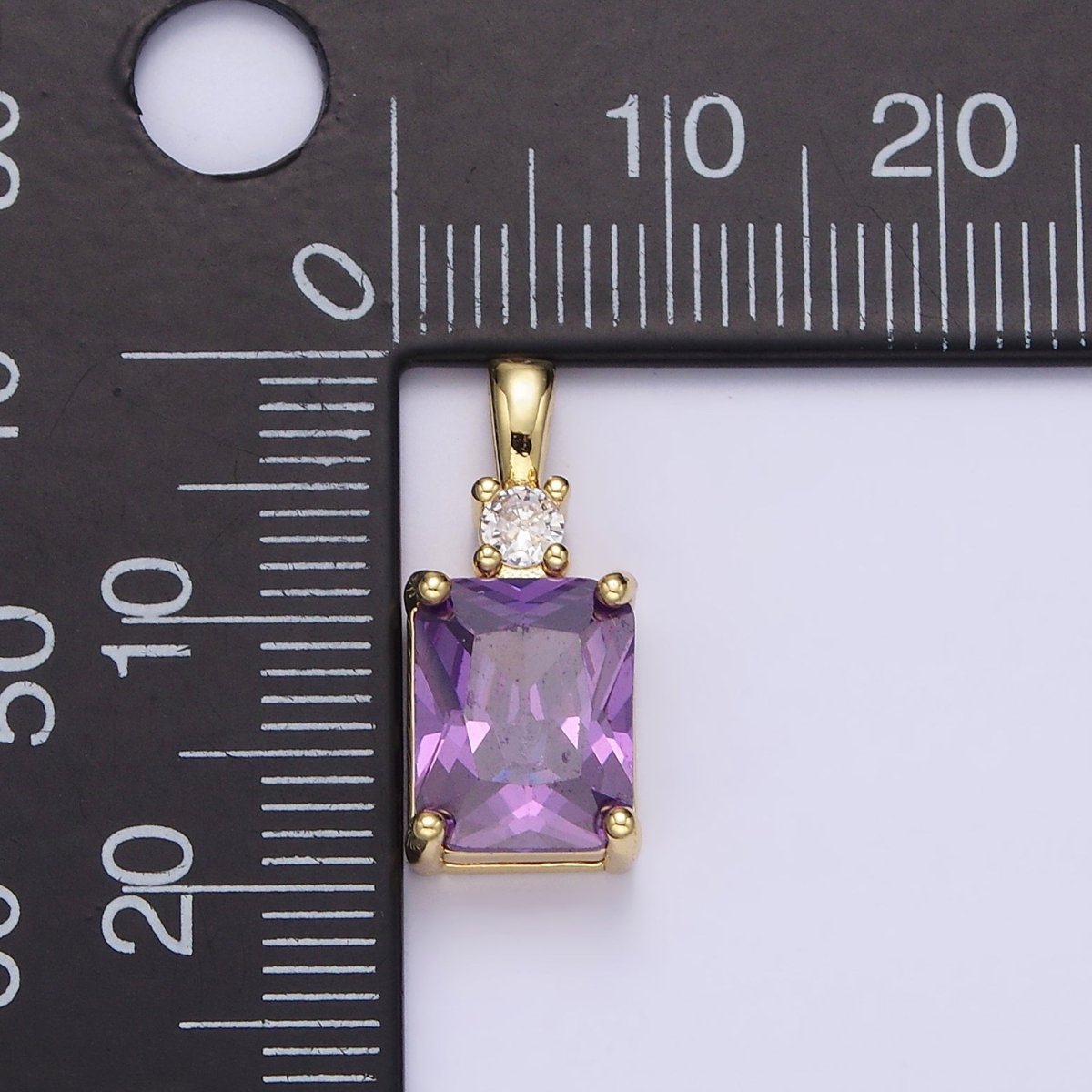 14K Gold Filled Purple, Pink, Clear Baguette Square CZ Pendant | AA659 - AA661 - DLUXCA