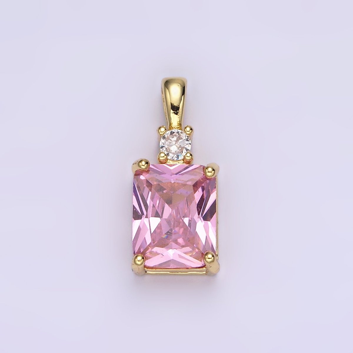 14K Gold Filled Purple, Pink, Clear Baguette Square CZ Pendant | AA659 - AA661 - DLUXCA