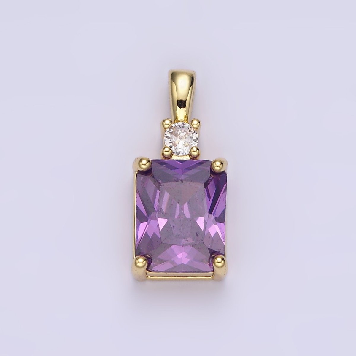 14K Gold Filled Purple, Pink, Clear Baguette Square CZ Pendant | AA659 - AA661 - DLUXCA