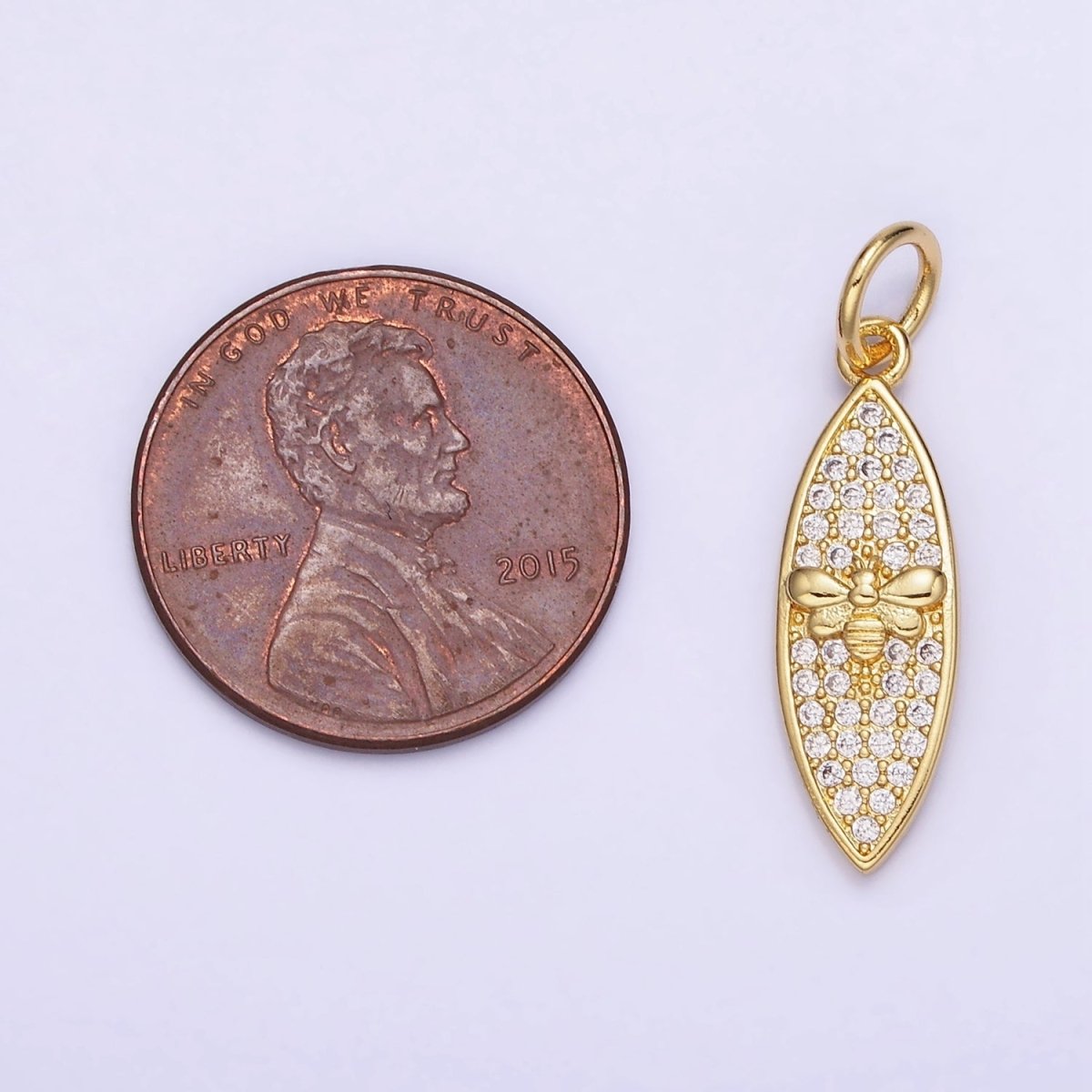 14K Gold Filled Queen Bumble Been Micro Paved CZ Sphere Charm in Gold & Silver | W494 - DLUXCA