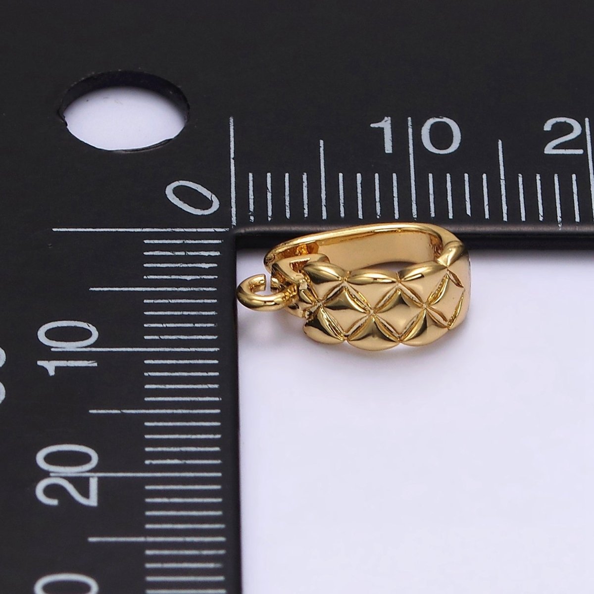 14K Gold Filled Quilted Open Loop Interchangeable Charm Holder Jewelry Supply in Gold & Silver | Z-927 Z-928 - DLUXCA