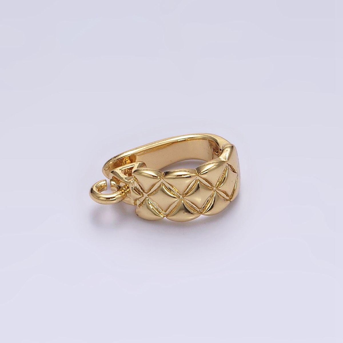 14K Gold Filled Quilted Open Loop Interchangeable Charm Holder Jewelry Supply in Gold & Silver | Z-927 Z-928 - DLUXCA