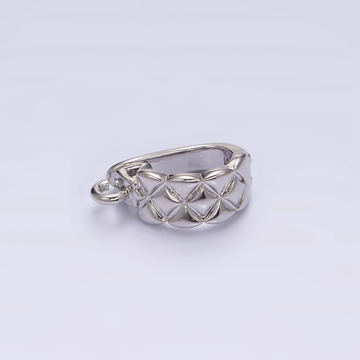 14K Gold Filled Quilted Open Loop Interchangeable Charm Holder Jewelry Supply in Gold & Silver | Z-927 Z-928 - DLUXCA