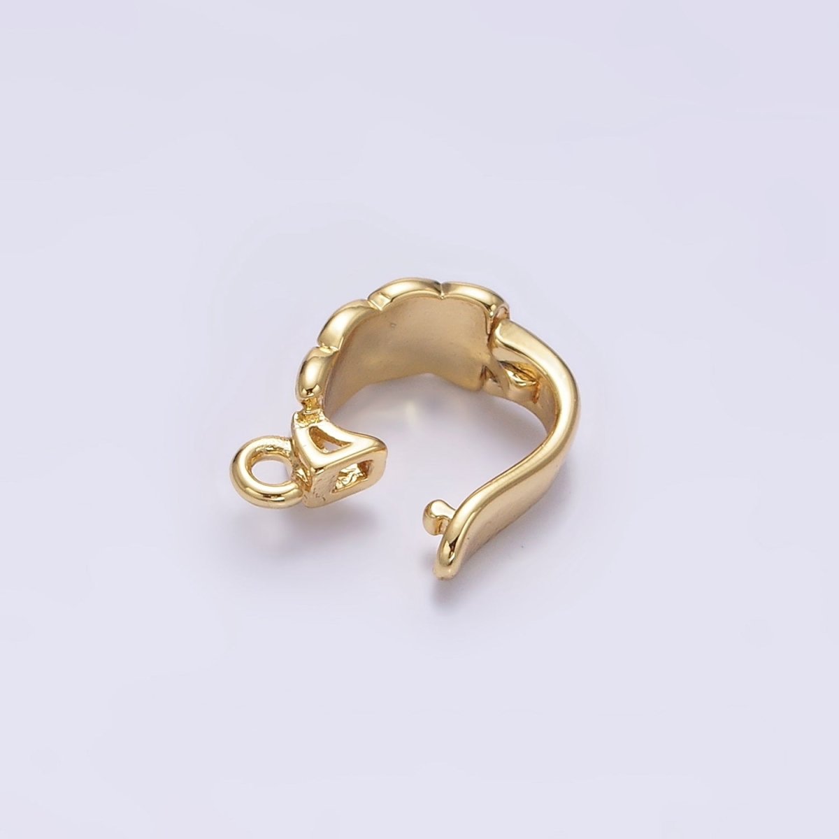 14K Gold Filled Quilted Open Loop Interchangeable Charm Holder Jewelry Supply in Gold & Silver | Z-927 Z-928 - DLUXCA