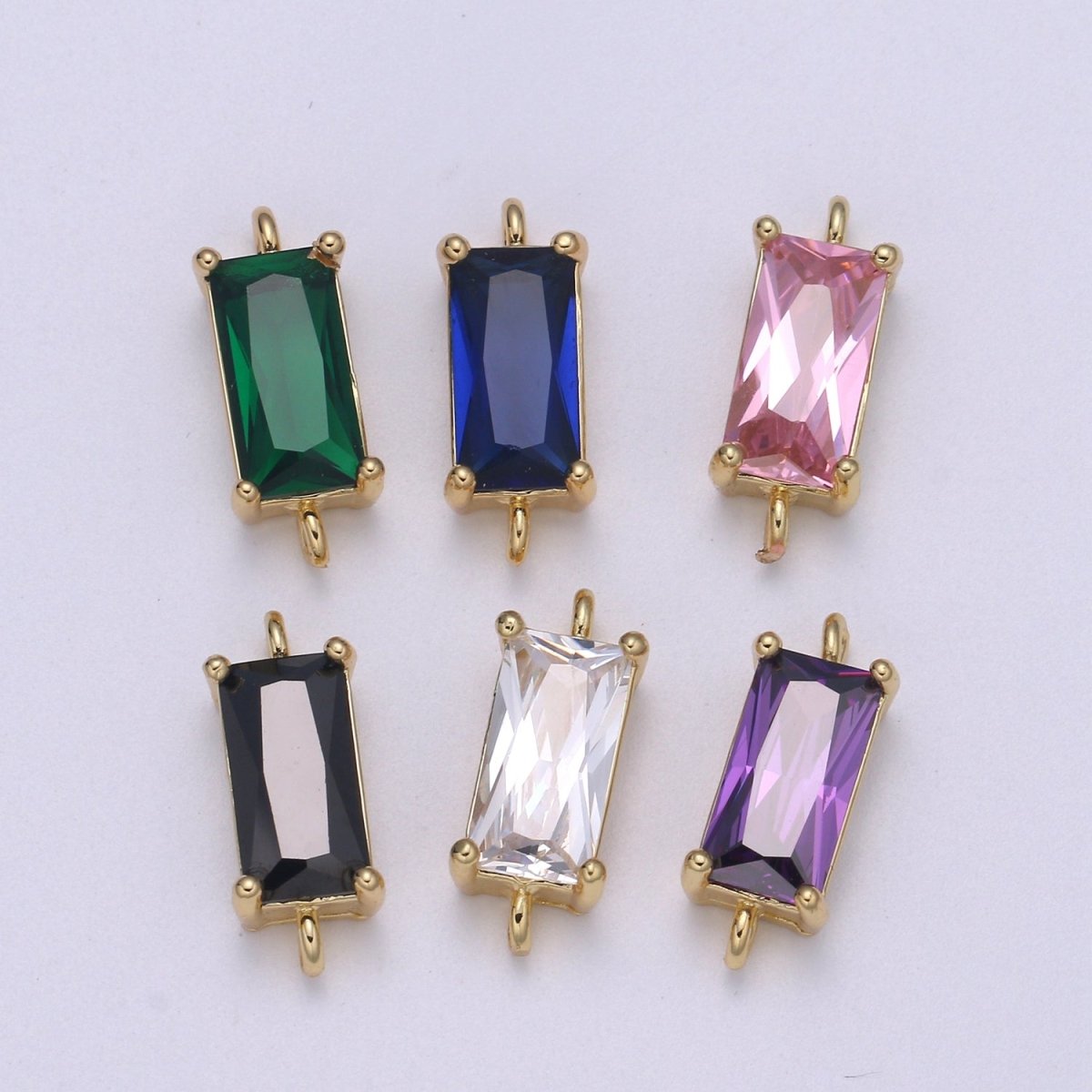 14K Gold Filled Rectangle Stone Connectors F-608 F-609 F-610 F-611 F-612 F-613 - DLUXCA