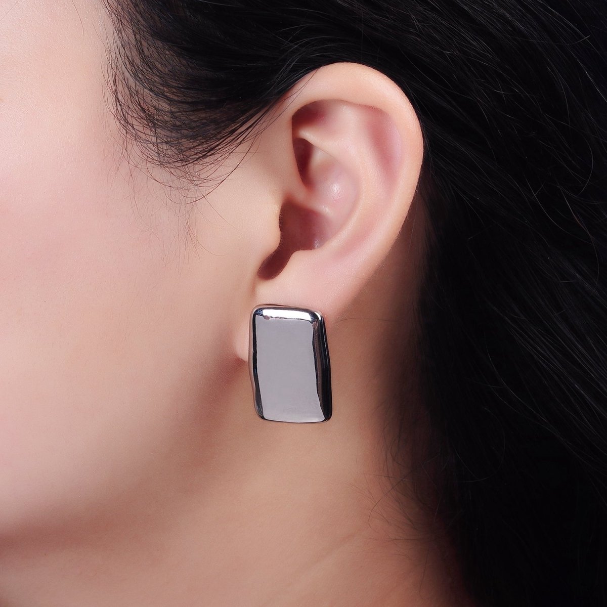 14K Gold Filled Rectangular Bar Stud Earrings in Gold & Silver | AE106 AE107 - DLUXCA