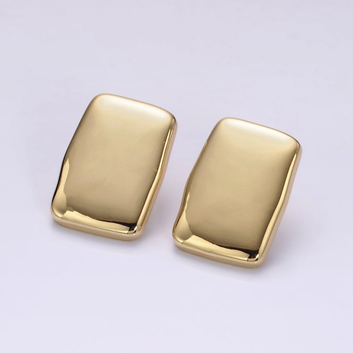 14K Gold Filled Rectangular Bar Stud Earrings in Gold & Silver | AE106 AE107 - DLUXCA